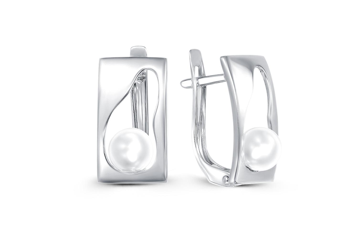 Серьги с 2 жемчужинами из белого золота 
Серьги с 2 жемчужинами из белого золота