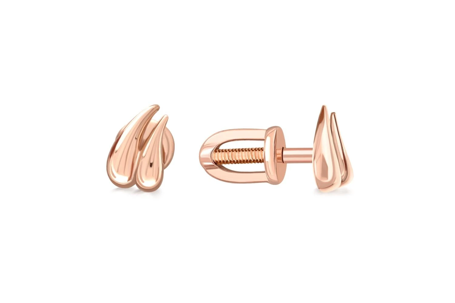 Серьги-пусеты из красного золота без вставок