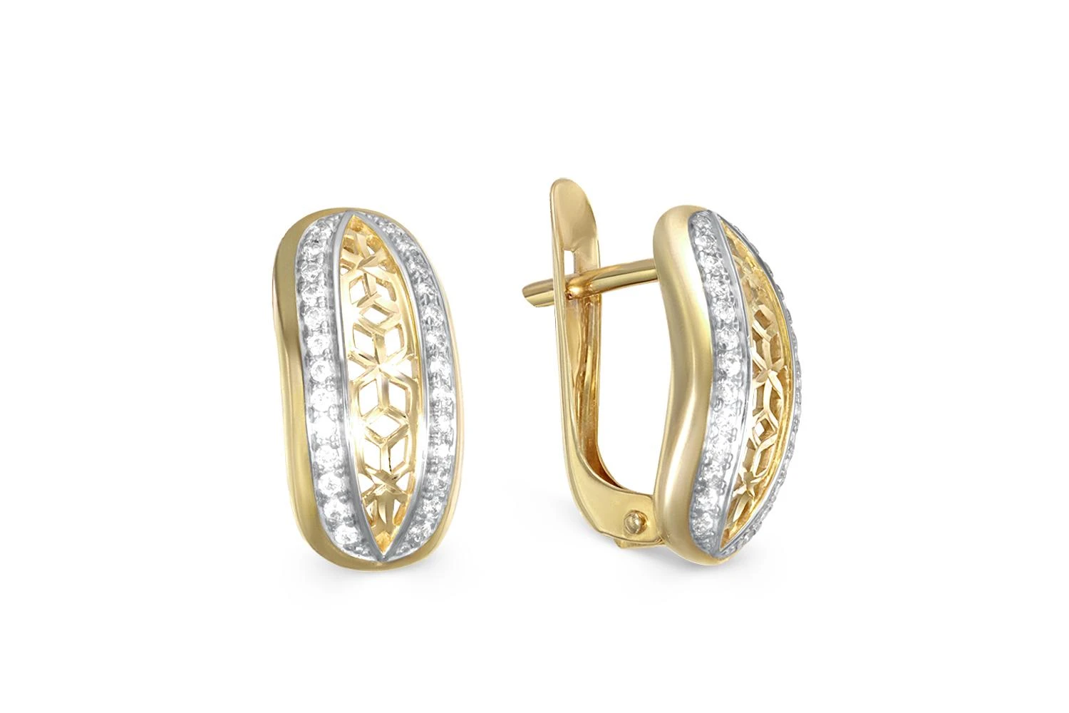 Серьги из жёлтого золота с 52 фианитами