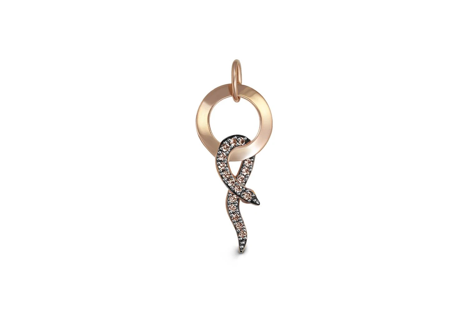 Подвеска Змея из красного золота с 17 фианитами