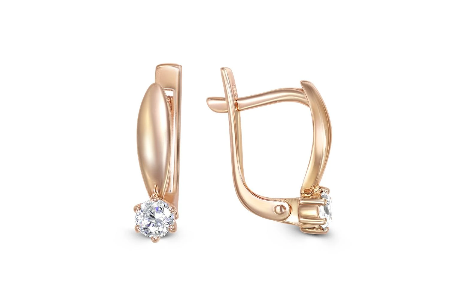 Серьги из красного золота с 2 бриллиантами