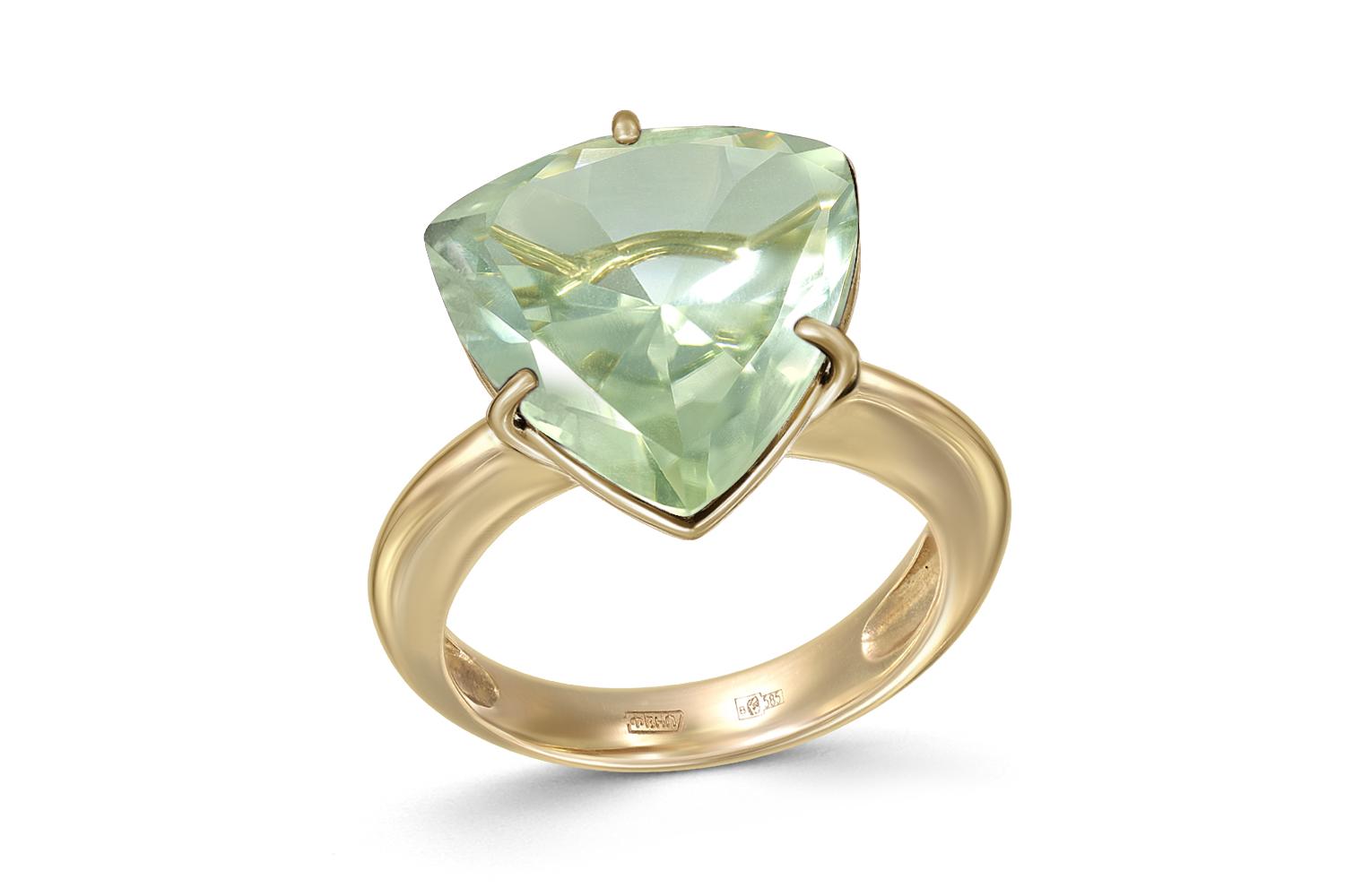 

Кольцо с кварцем из жёлтого золота