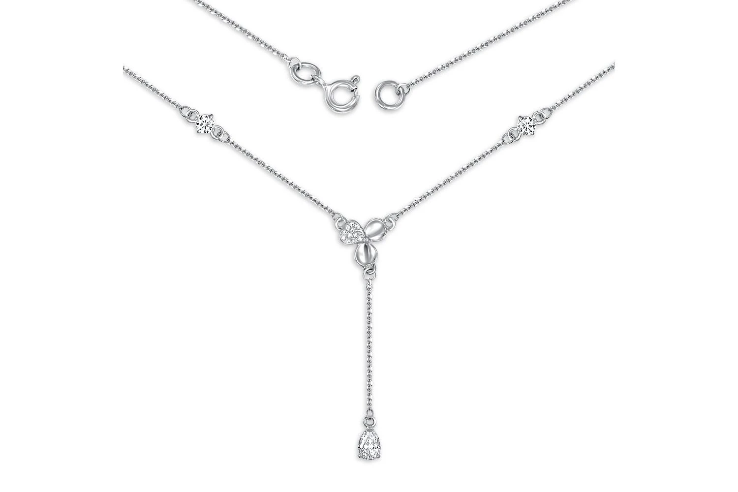 Колье Клевер из белого золота с 15 фианитами