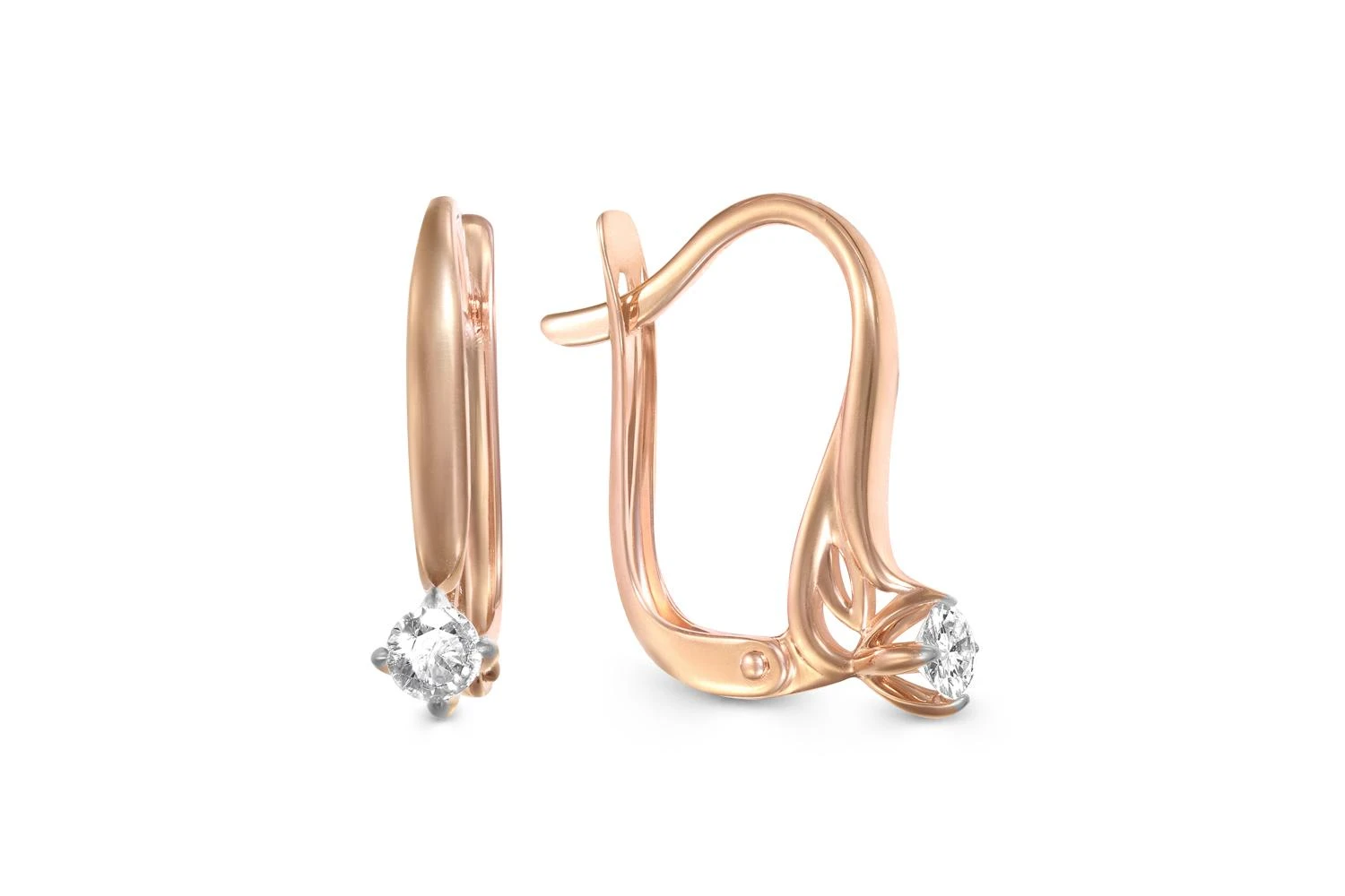 Серьги из красного золота с 2 бриллиантами