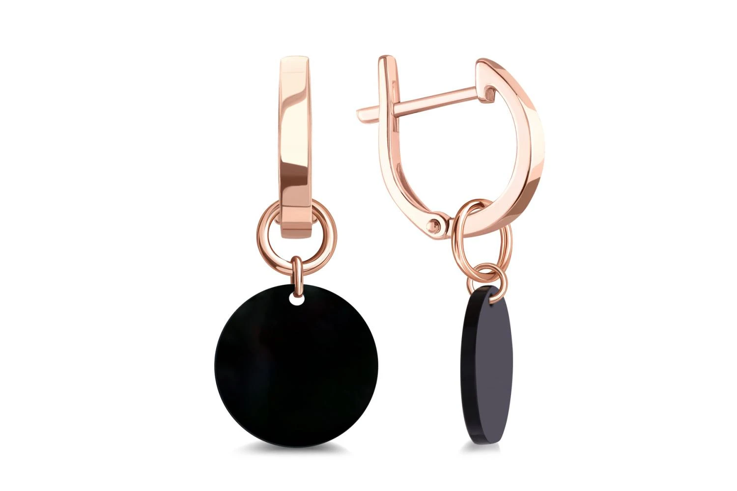 Серьги-трансформеры из красного золота с 2 ониксами