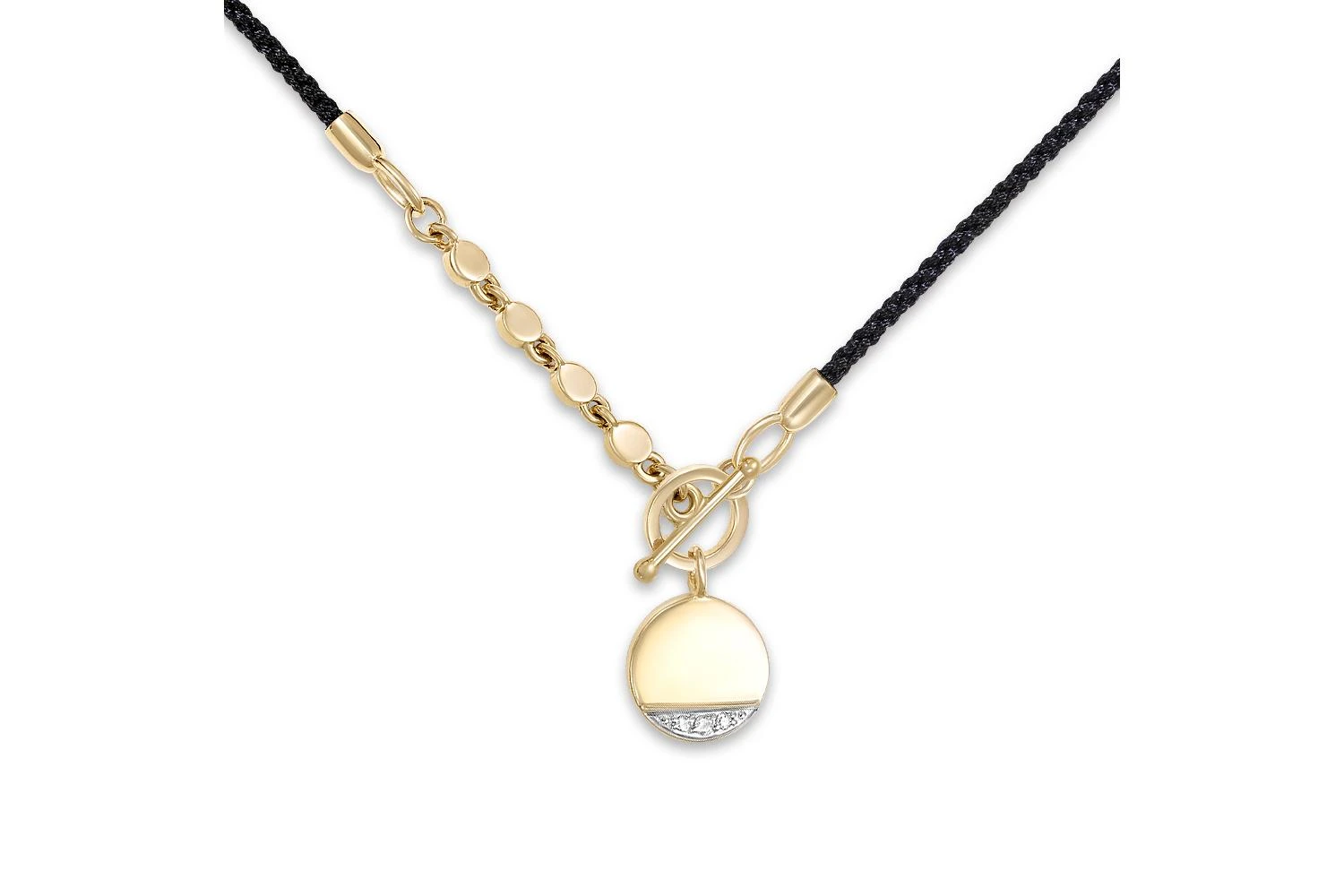 Колье с круглым подвесом из жёлтого золота с 3 фианитами