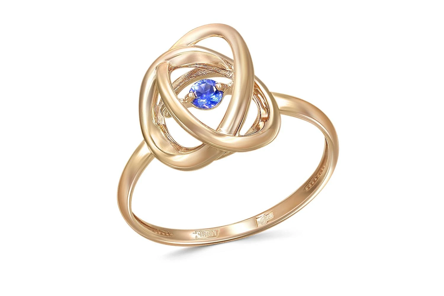 Кольцо из красного золота с сапфиром