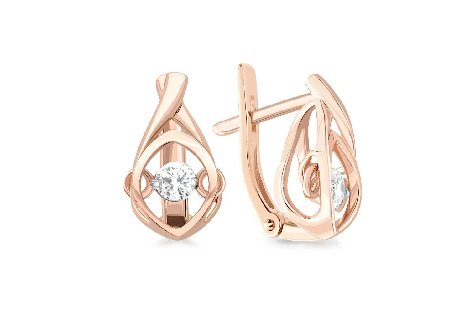 Серьги из красного золота с 2 бриллиантами