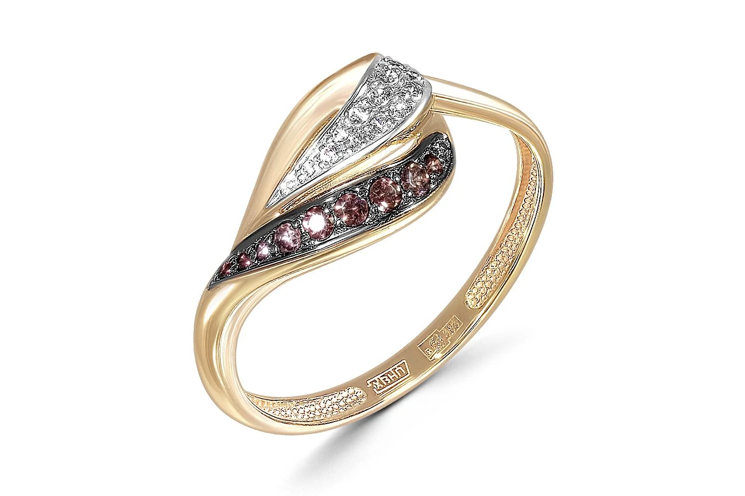 Кольцо из жёлтого золота с 21 фианитами