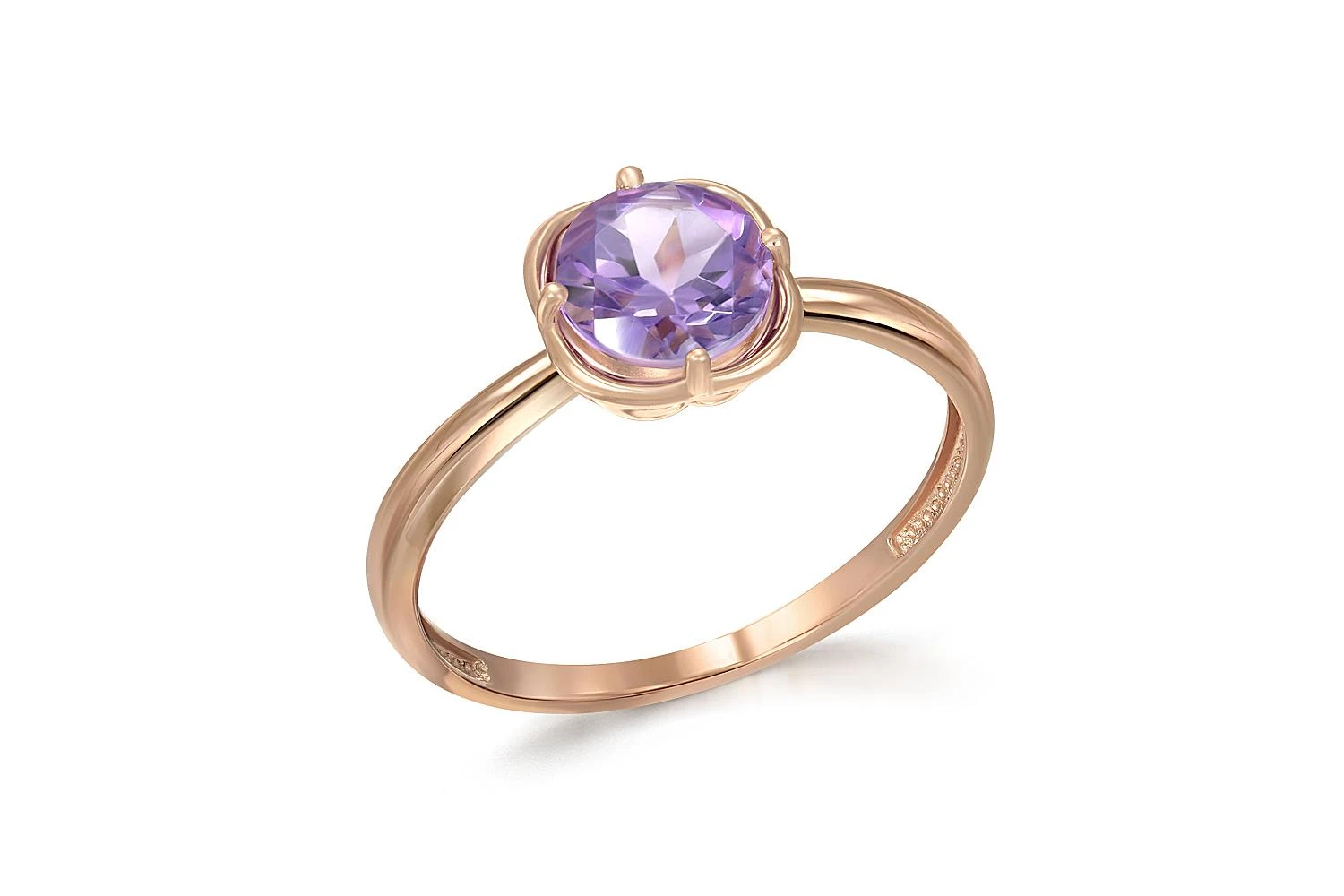 Кольцо из красного золота с аметистом