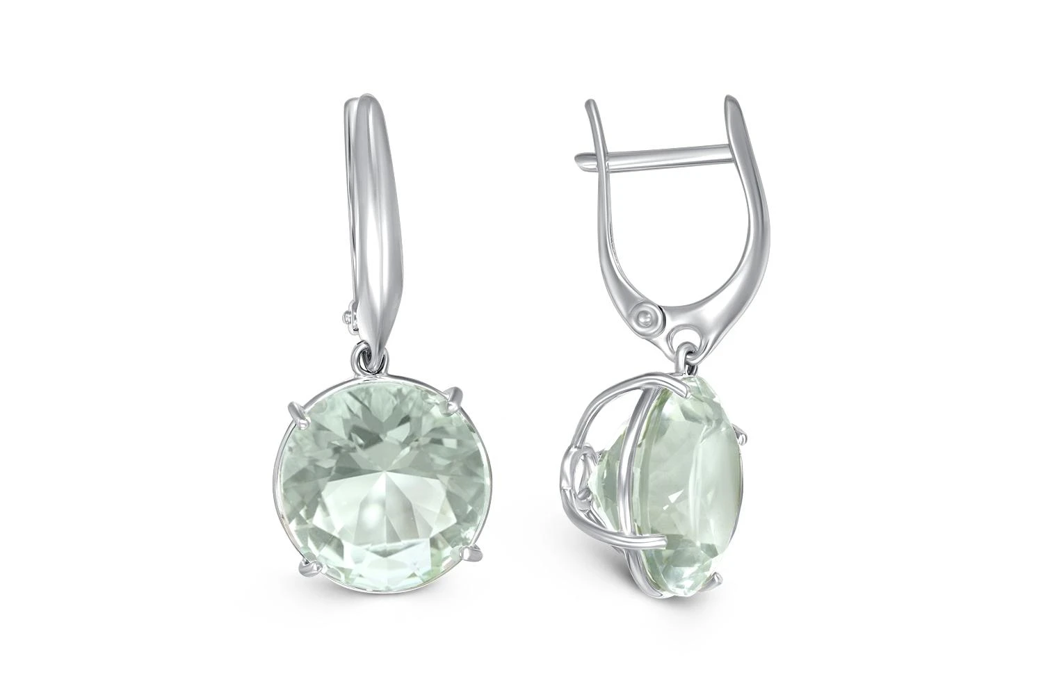 Серьги из белого золота с 2 аметистами