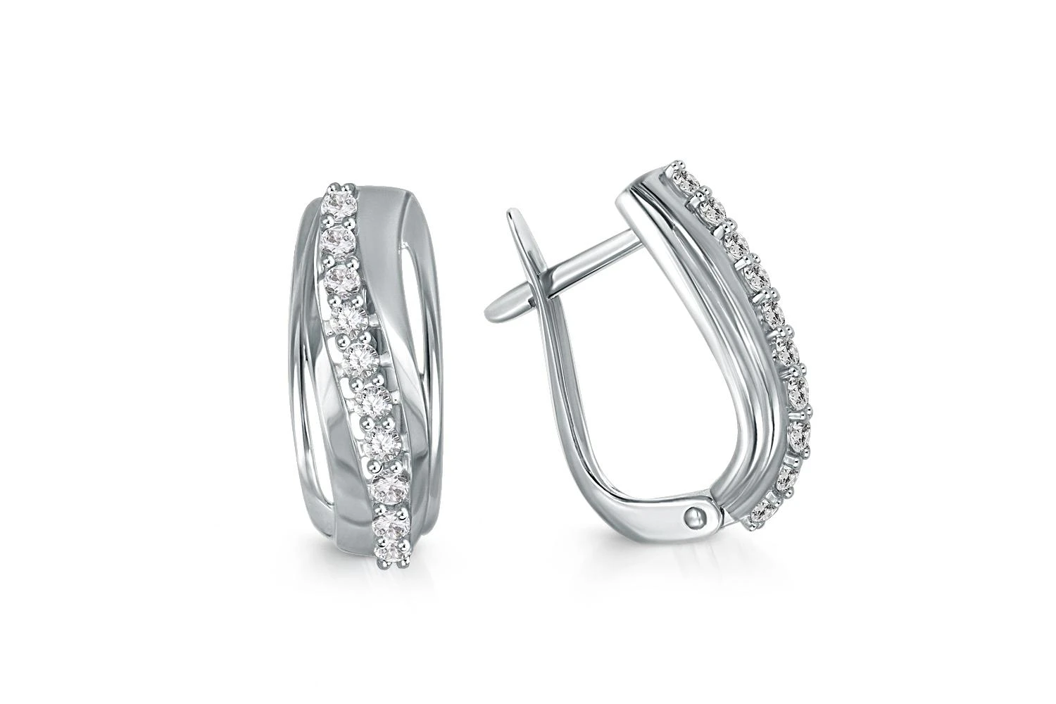 Серьги из белого золота с 20 фианитами