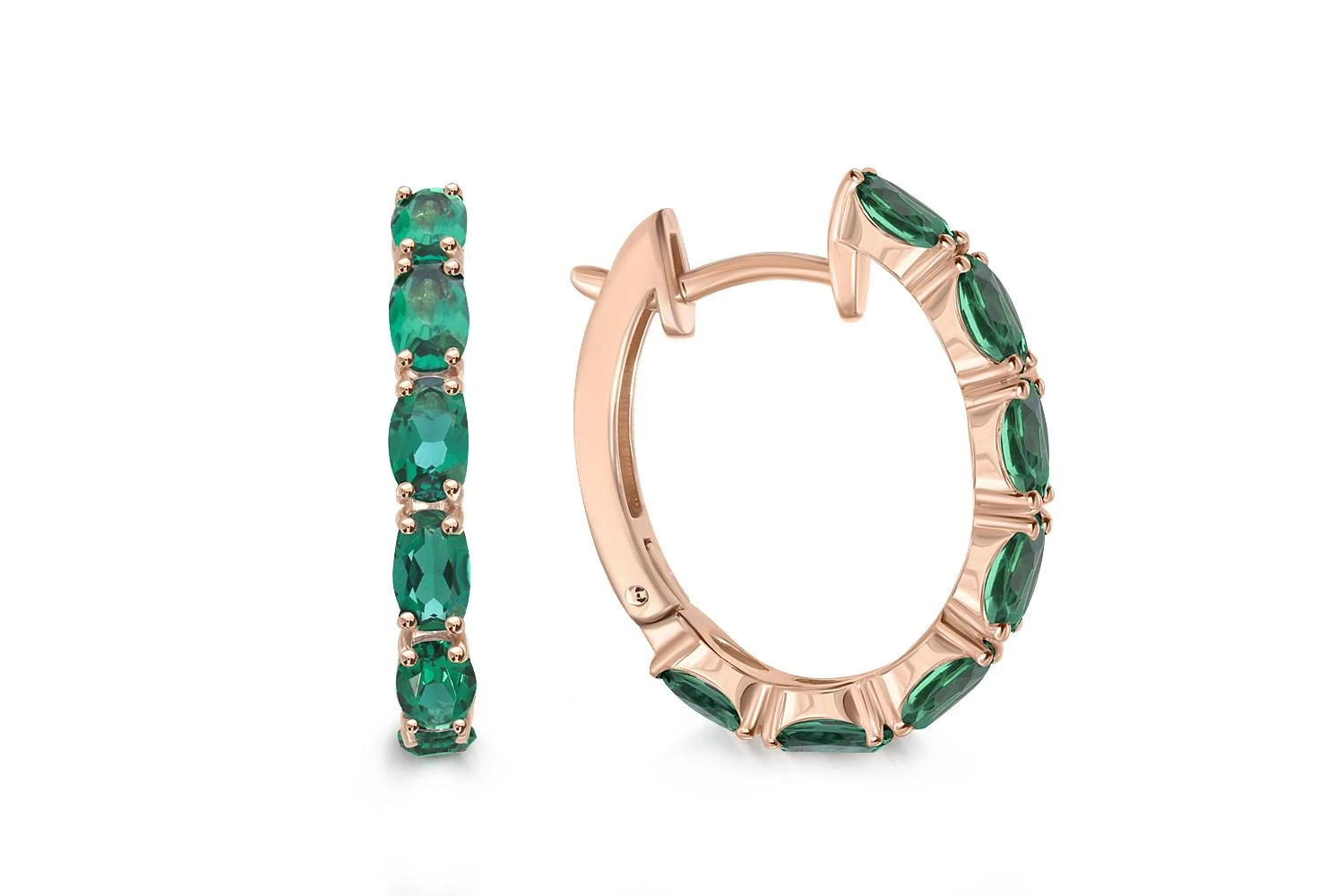 Серьги из красного золота с 14 изумрудами