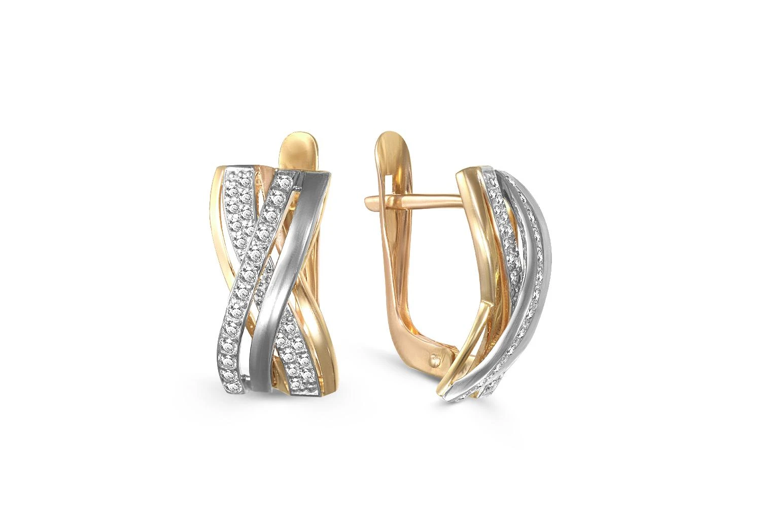 Серьги из жёлтого золота с 62 фианитами