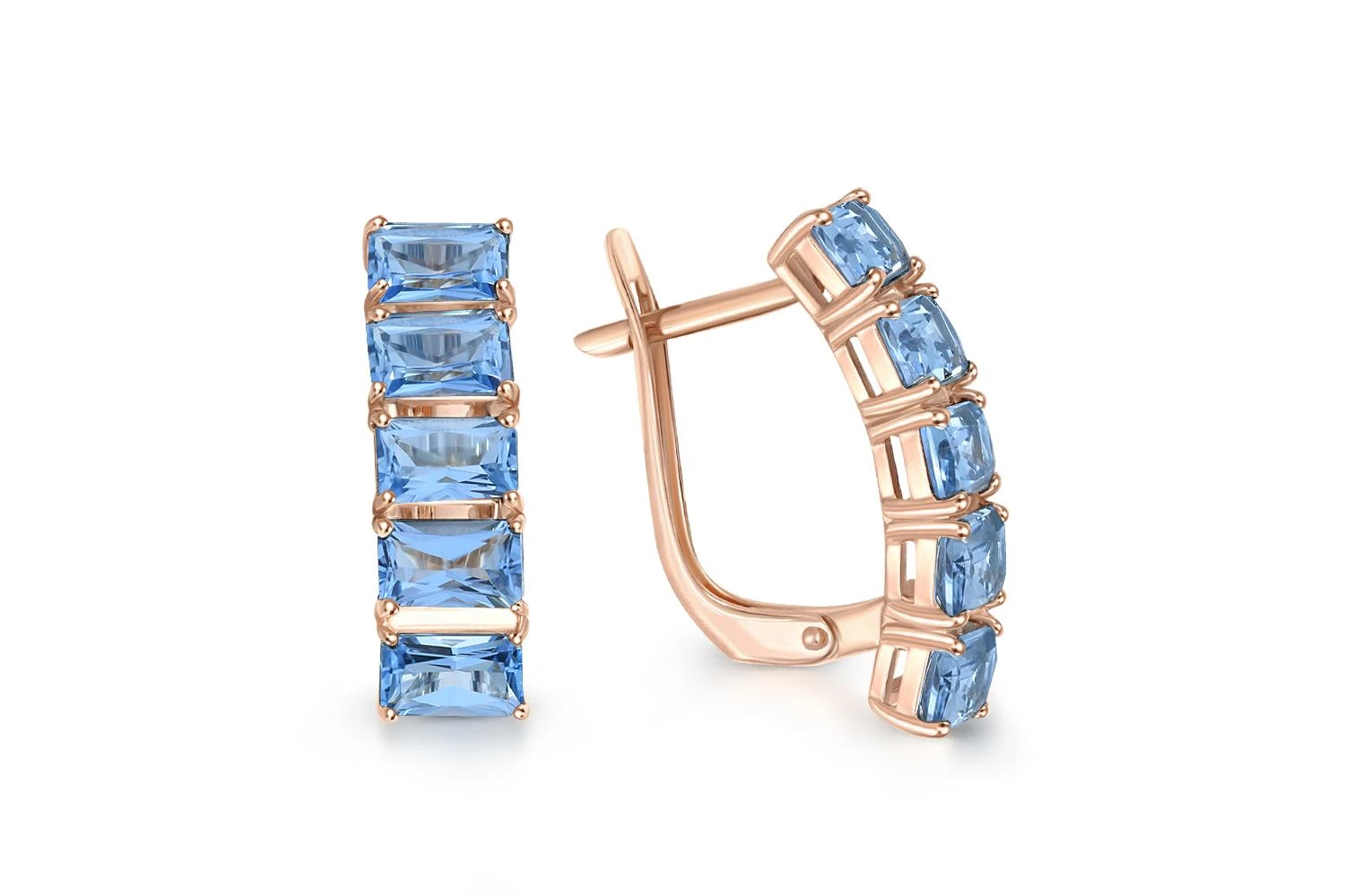 Серьги из красного золота с 10 топазами swiss