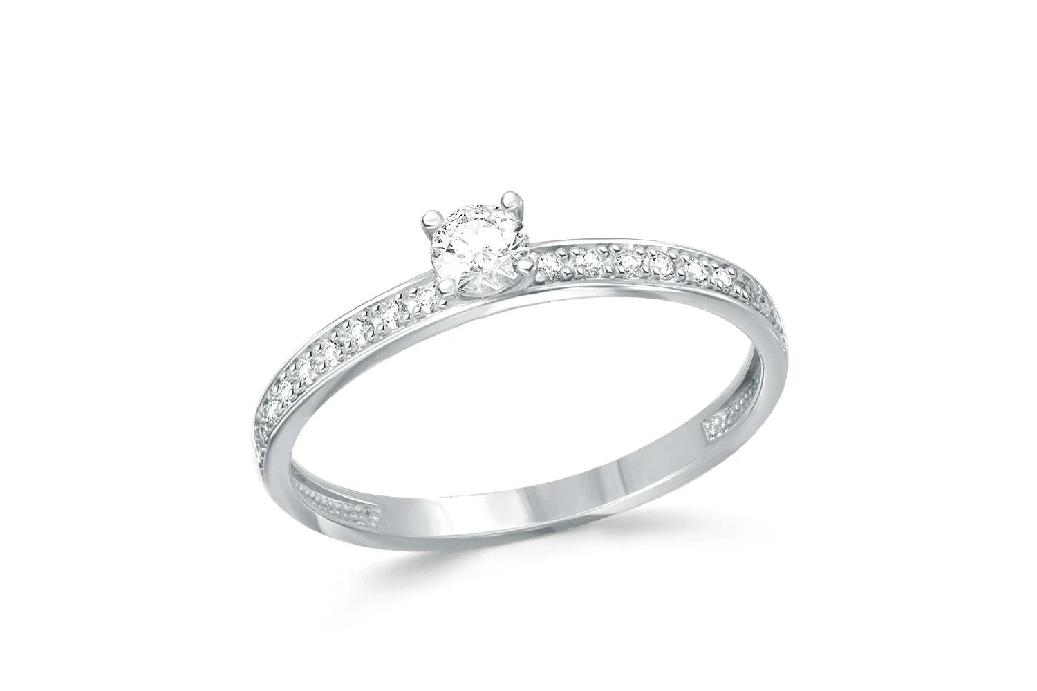 Кольцо Дорожка из белого золота с 19 фианитами