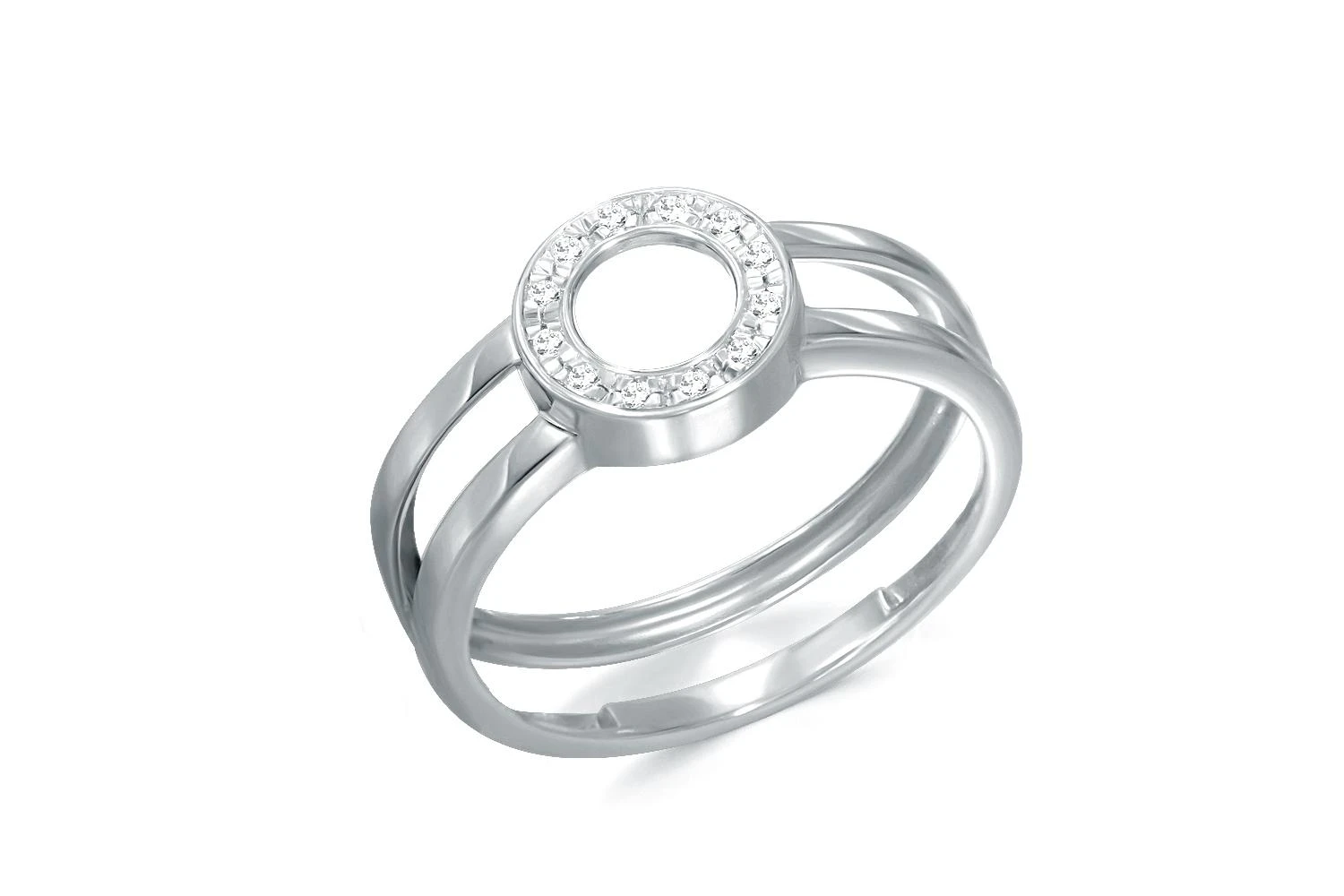 Кольцо Круг из белого золота с 12 фианитами
