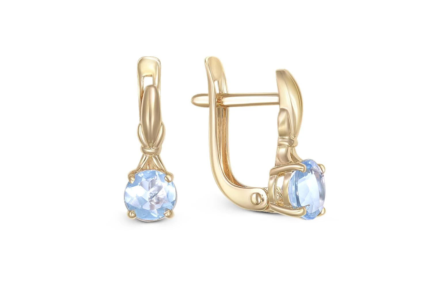 Серьги из жёлтого золота с 2 топазами sky