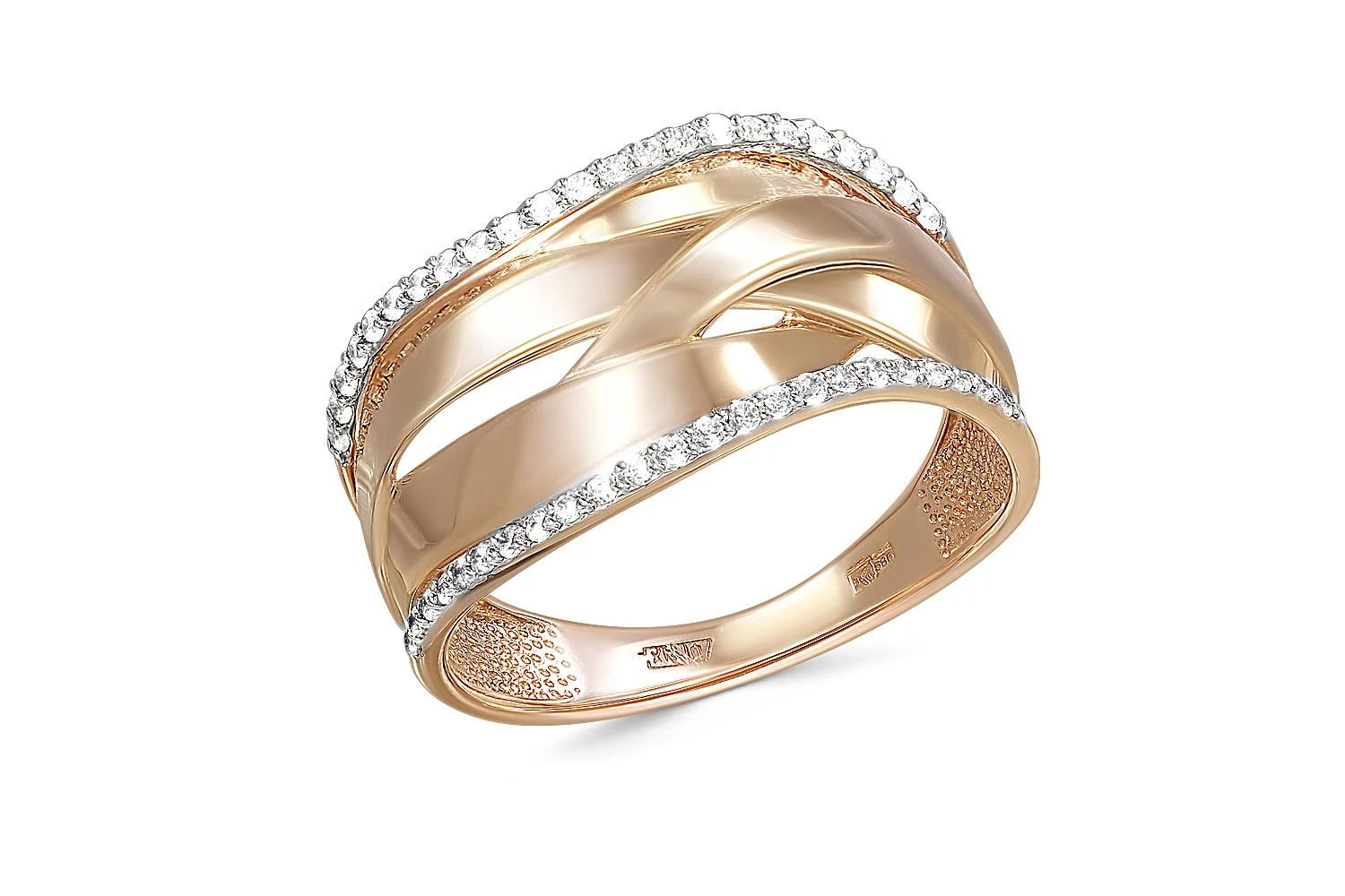 Кольцо Дорожка из красного золота с 46 бриллиантами