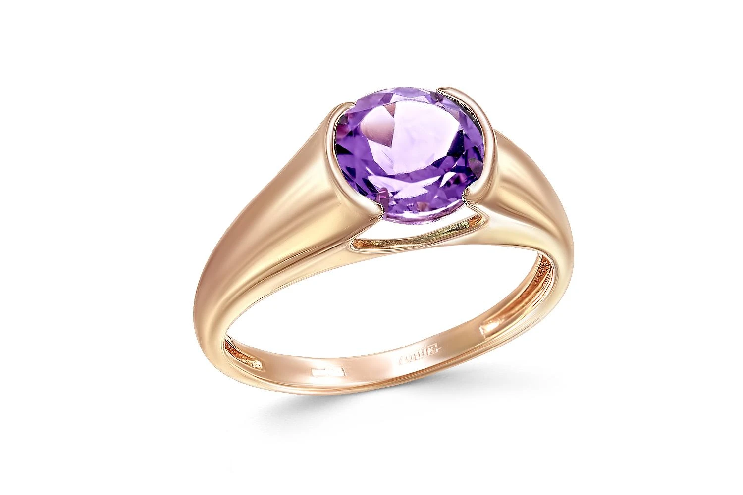 Кольцо из красного золота с аметистом