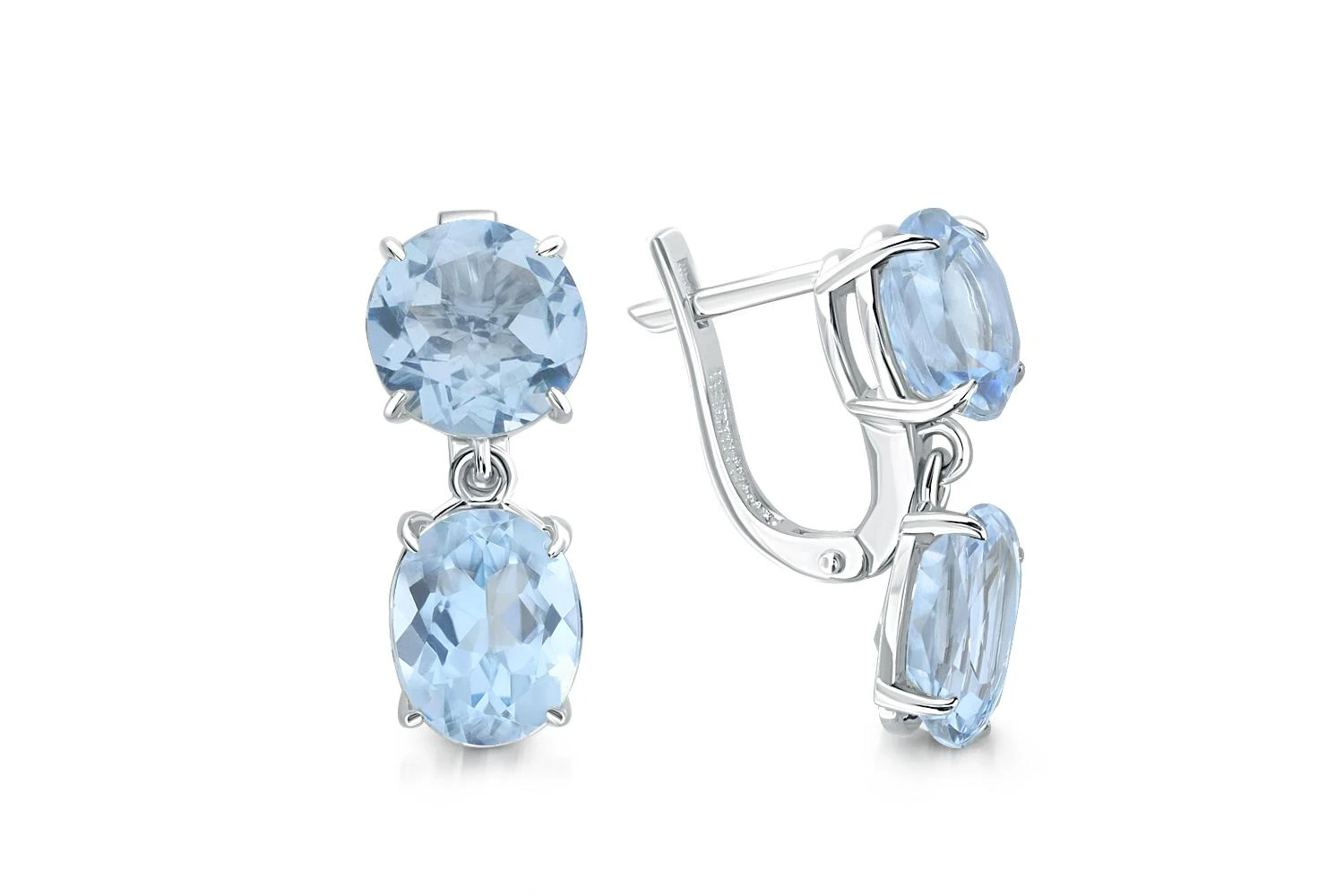 Серьги из белого золота с 4 топазами sky