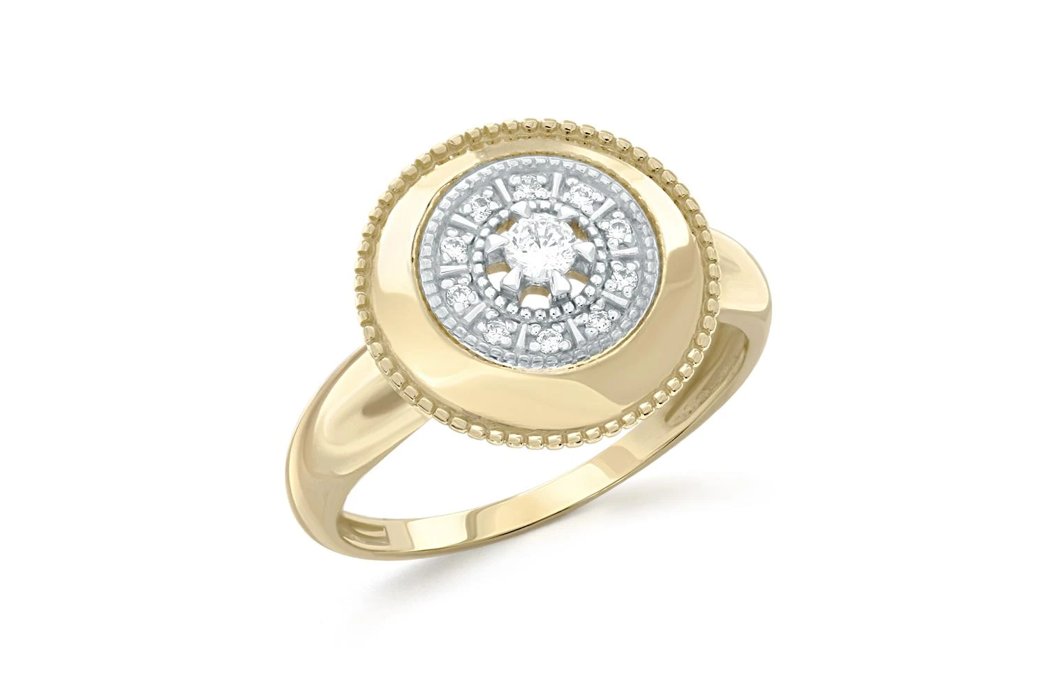 Кольцо из жёлтого золота с 11 фианитами