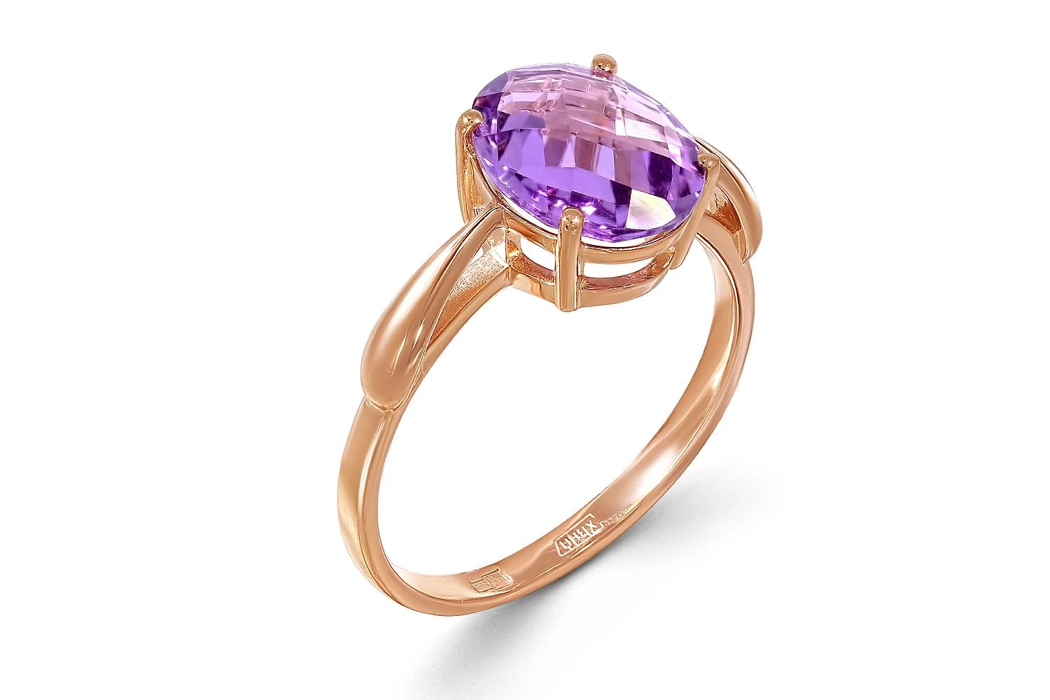 Кольцо из красного золота с аметистом