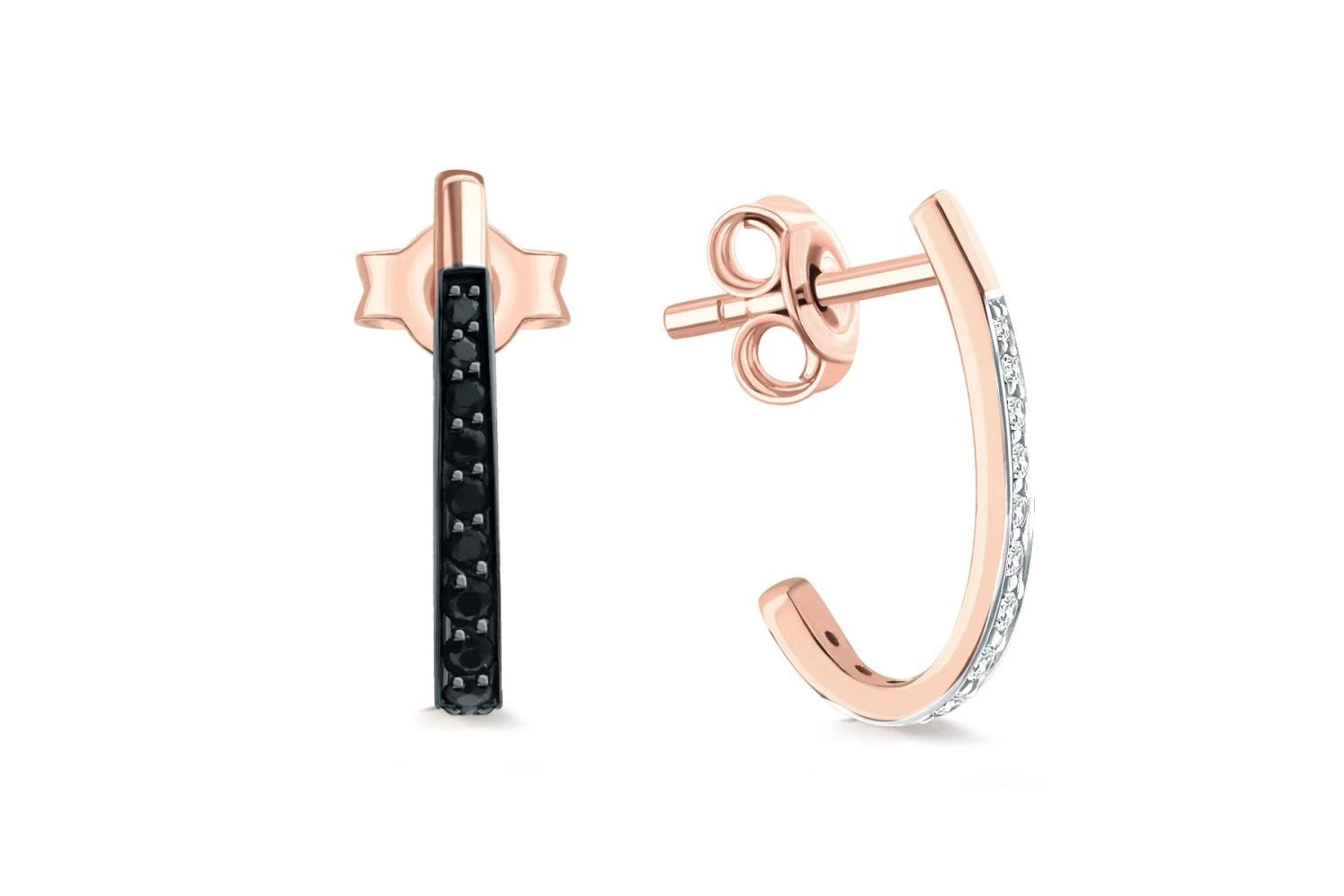 Серьги-пусеты из красного золота с 24 фианитами