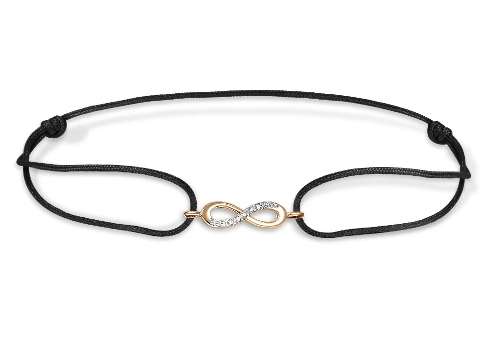 Браслет Бесконечность из красного золота с 5 бриллиантами