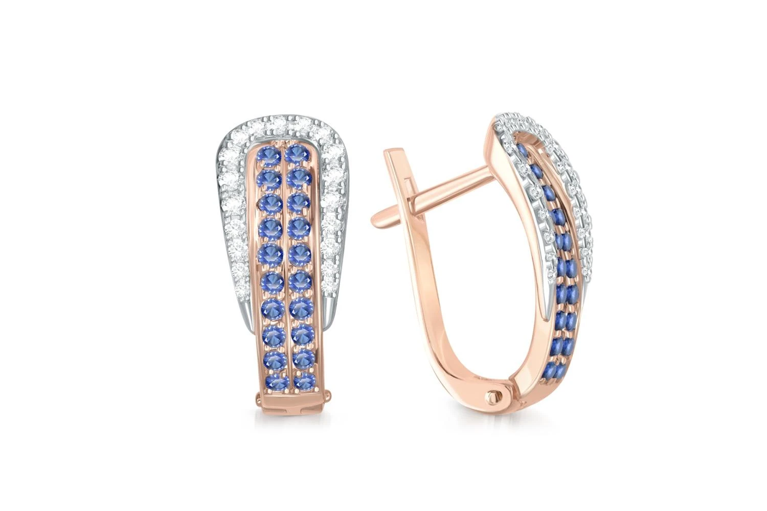 Серьги из красного золота с 78 фианитами