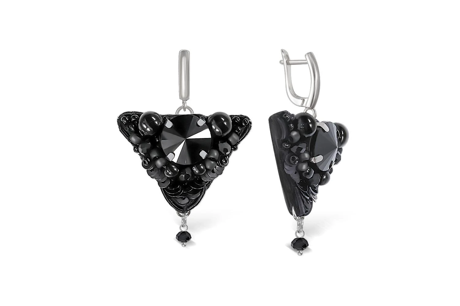 Бижутерные серьги Треугольные черный