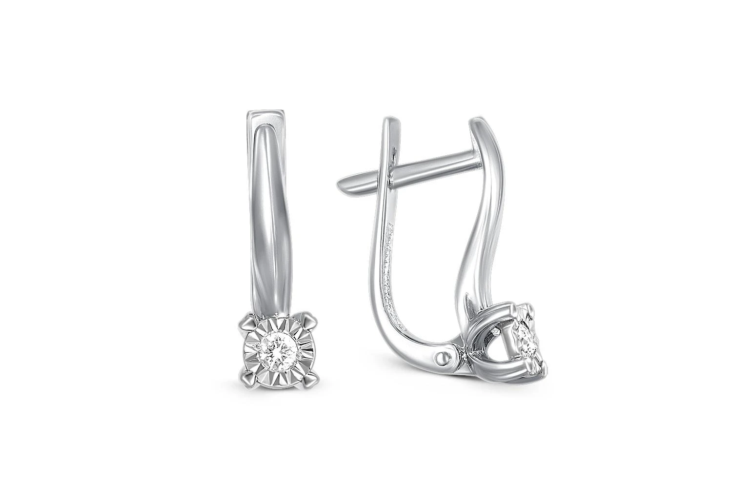 Серьги из белого золота с 2 бриллиантами