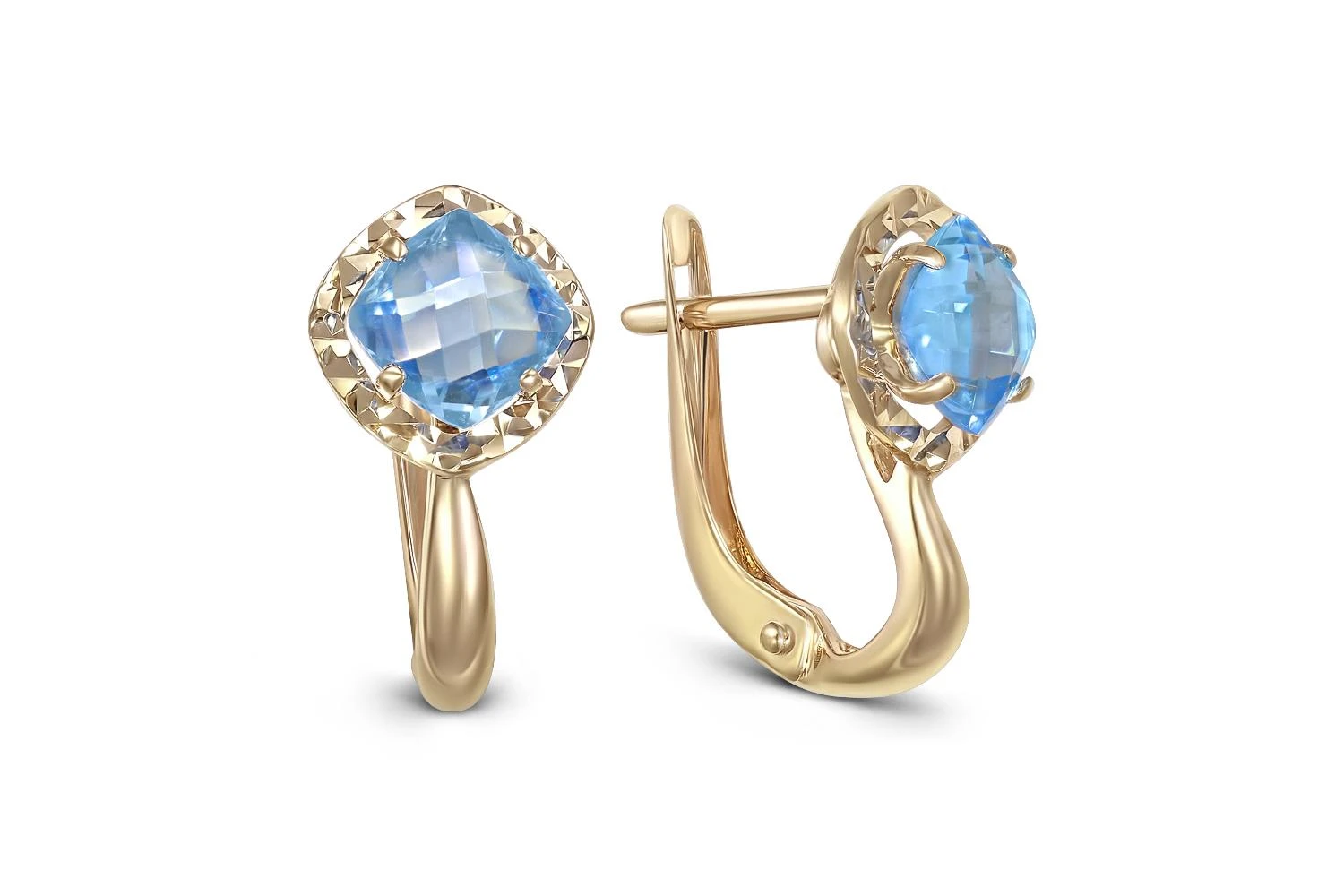 Серьги из жёлтого золота с 2 топазами swiss