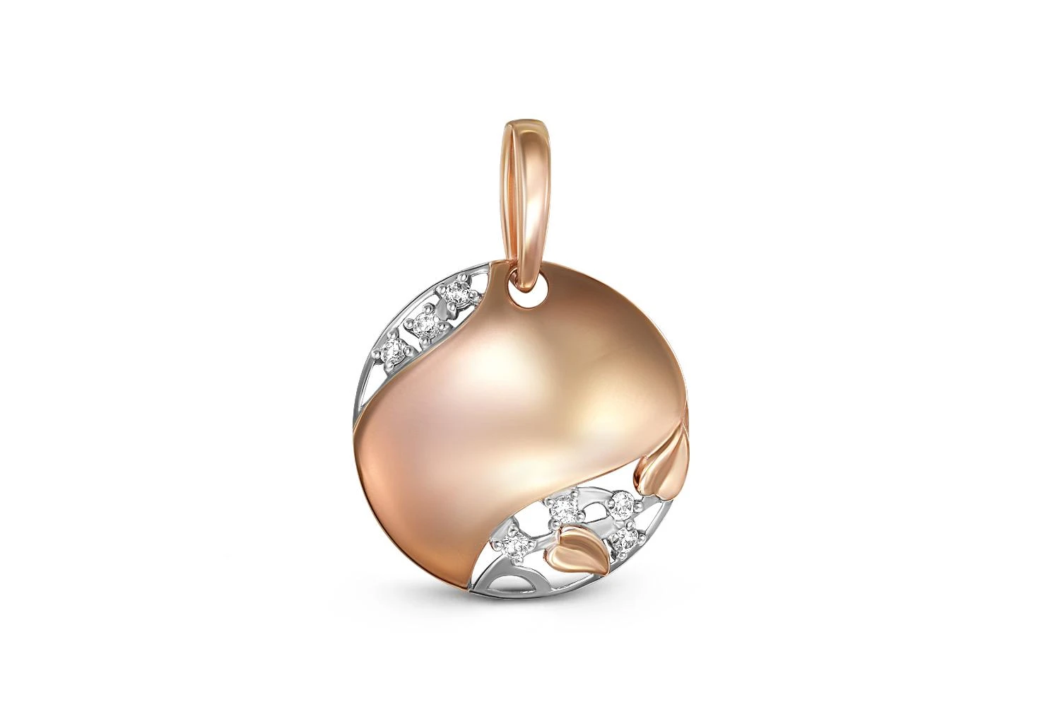 Подвеска Веточка из красного золота с 7 фианитами