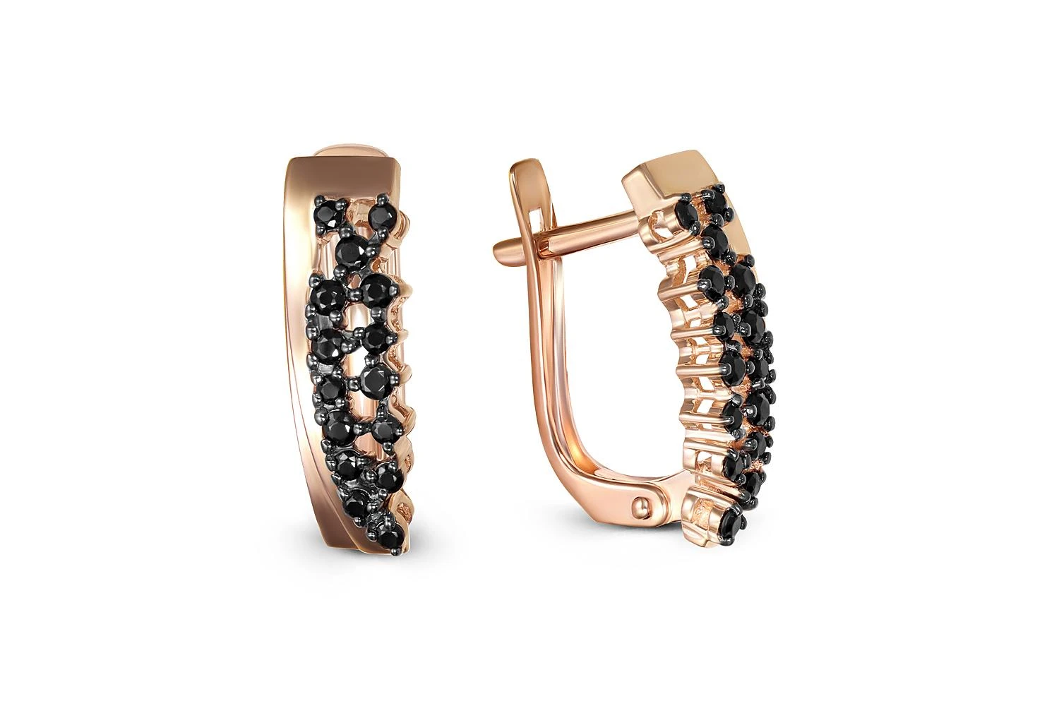 Серьги из красного золота с 30 фианитами