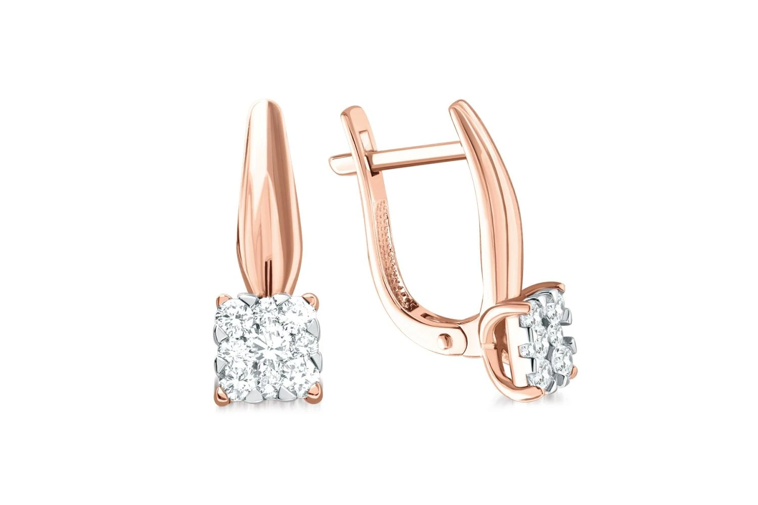 Серьги Малинки из красного золота с 18 муассанитами