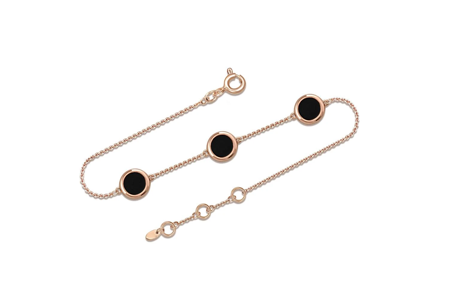 Браслет из красного золота с 3 ониксами