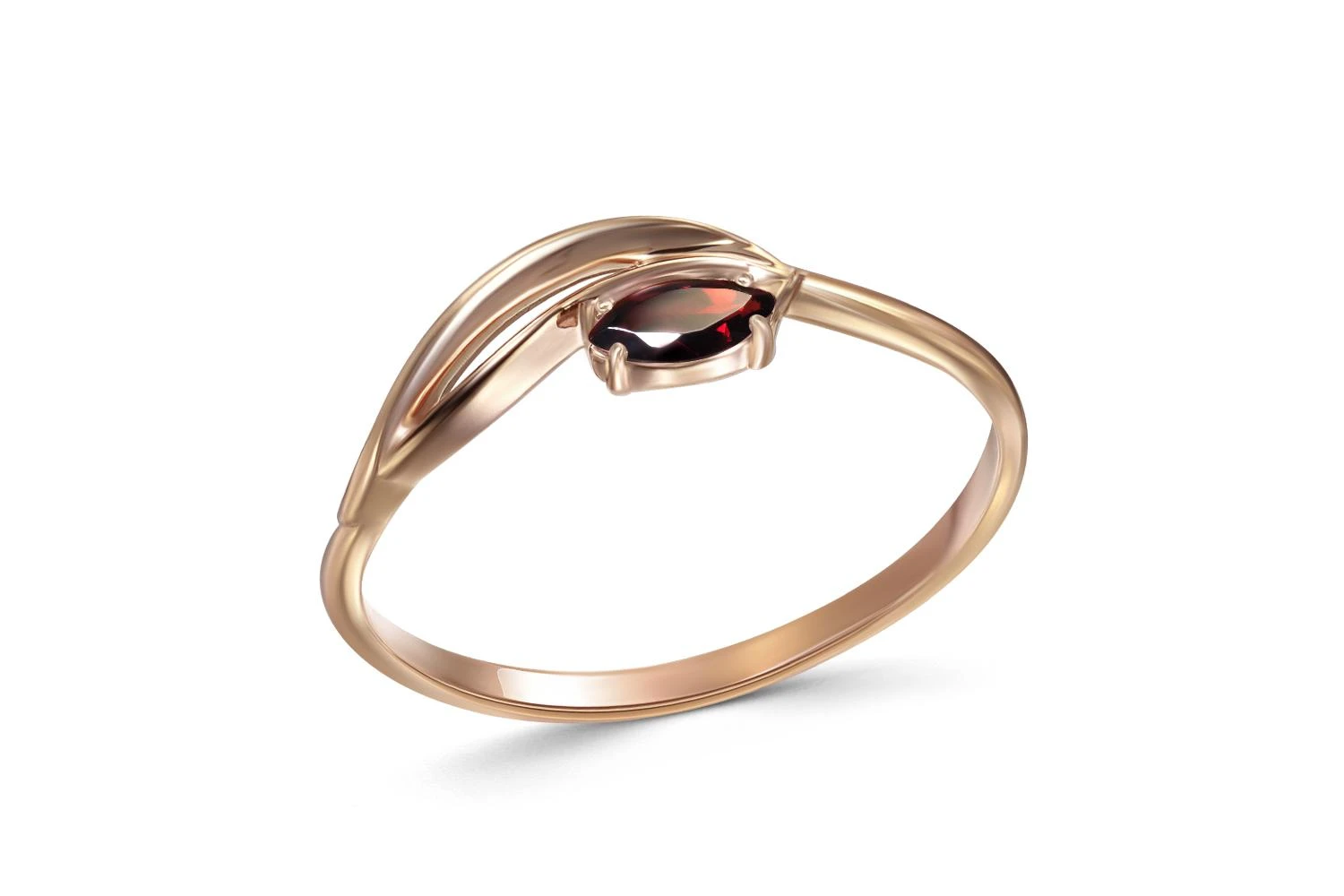 Кольцо из красного золота с гранатом