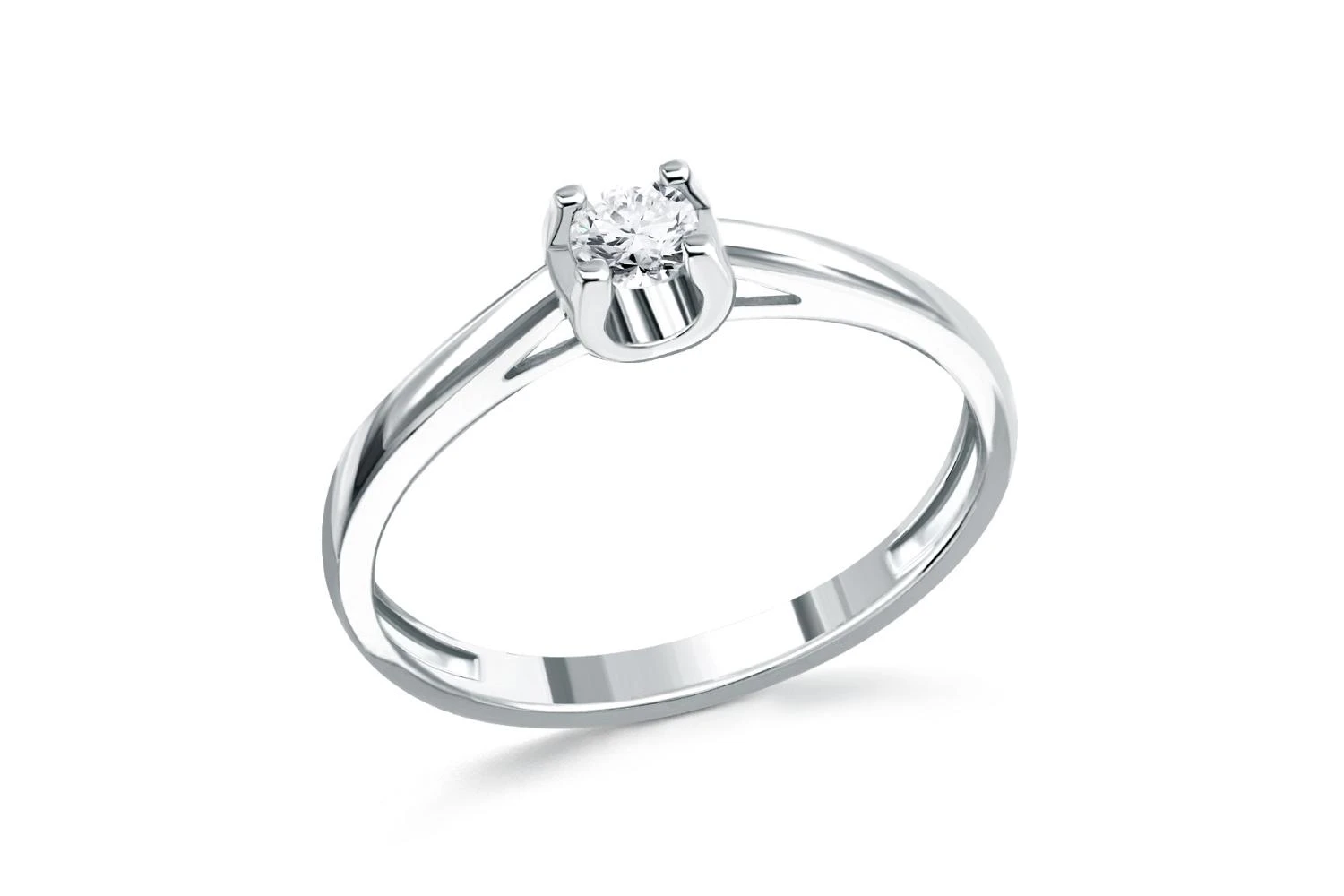 Кольцо из белого золота с выращенным бриллиантом