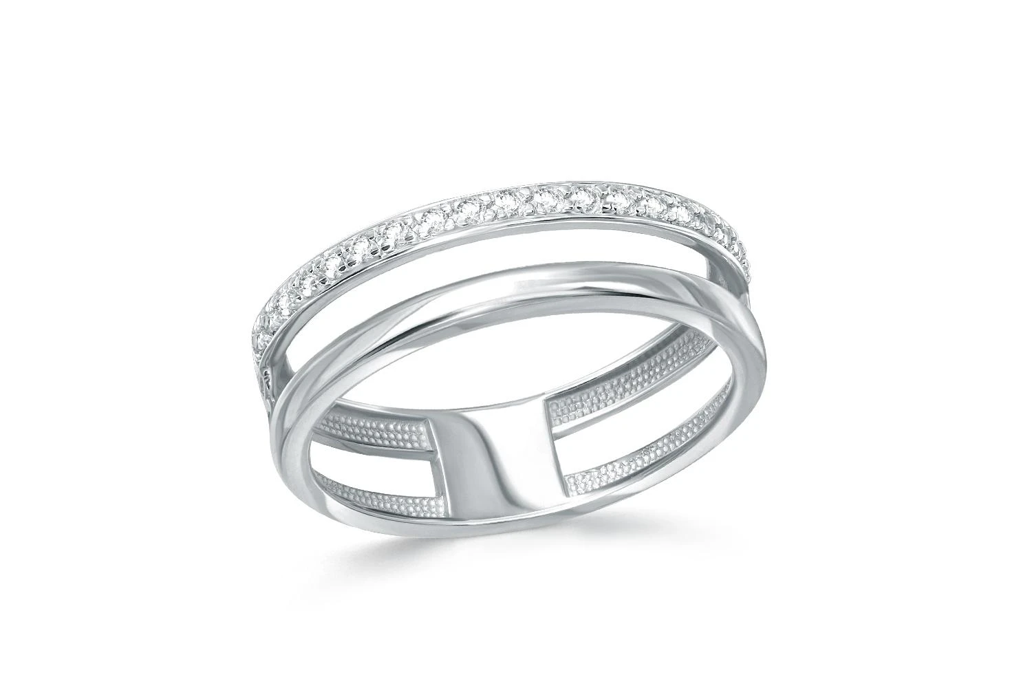 Кольцо Дорожка из белого золота с 19 фианитами