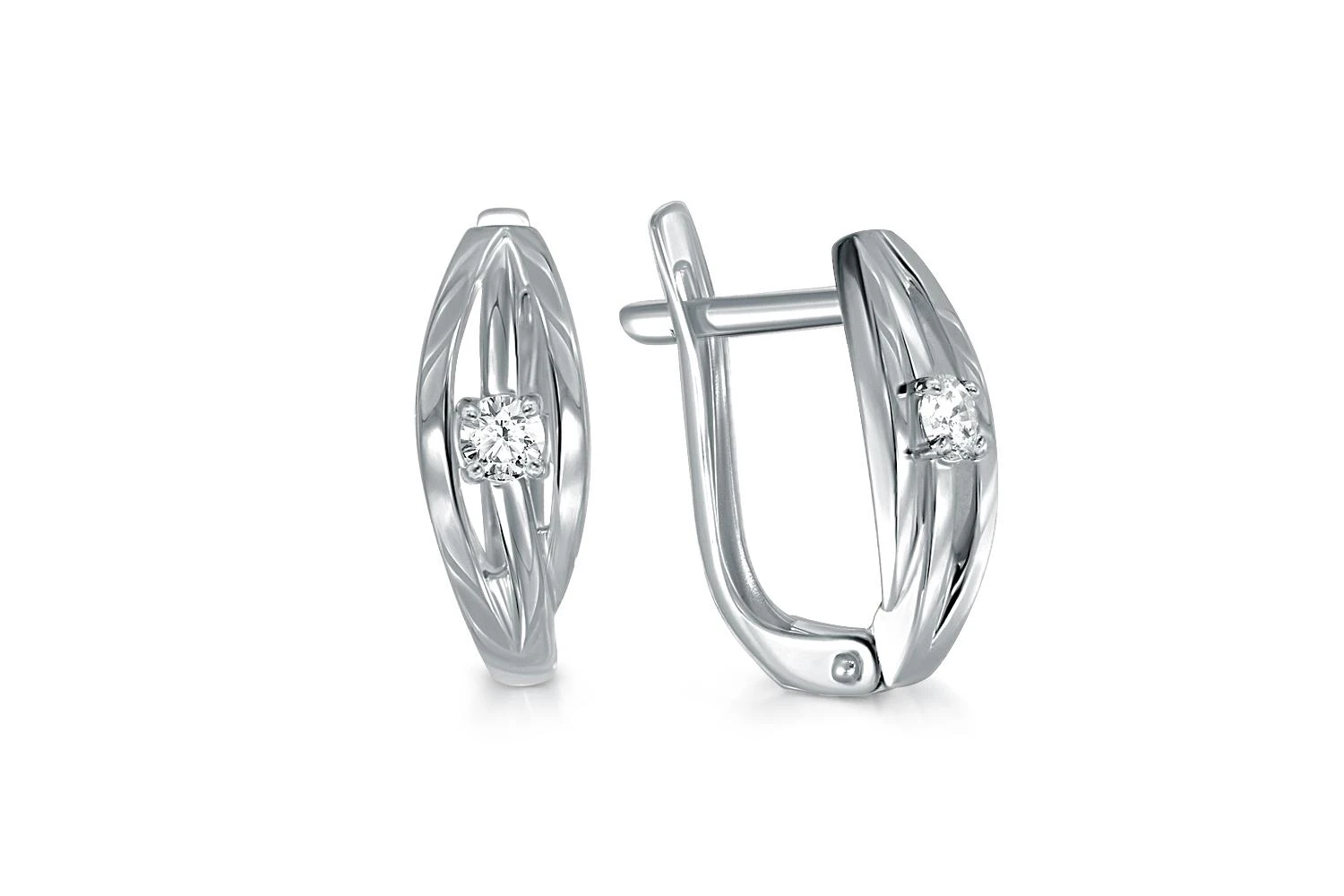 Серьги из белого золота с 2 фианитами