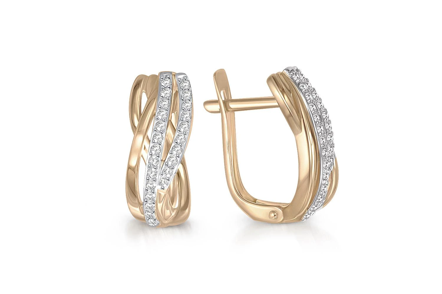 Серьги из жёлтого золота с 48 фианитами