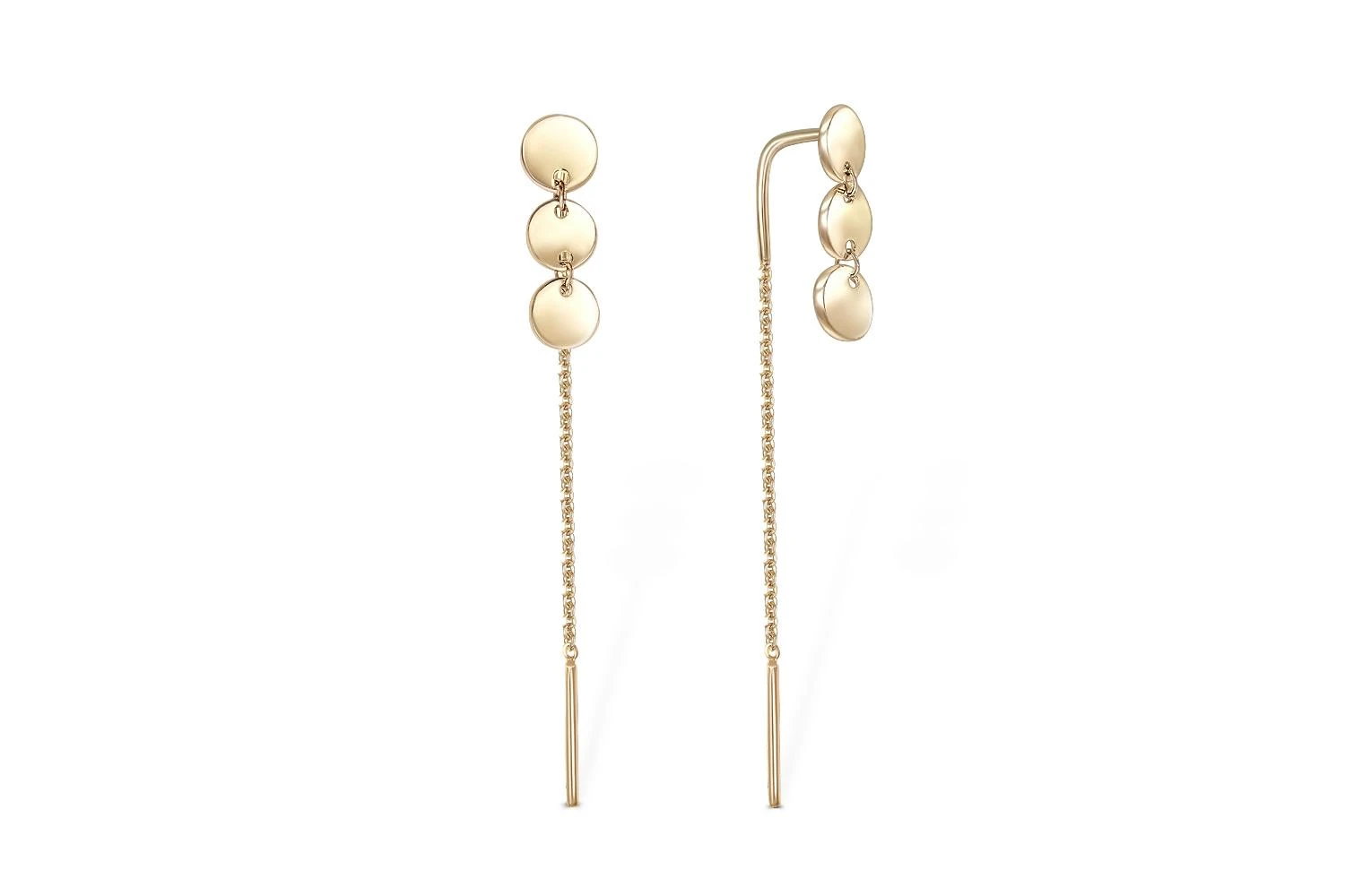 Серьги-продёвки Круги из жёлтого золота без вставок