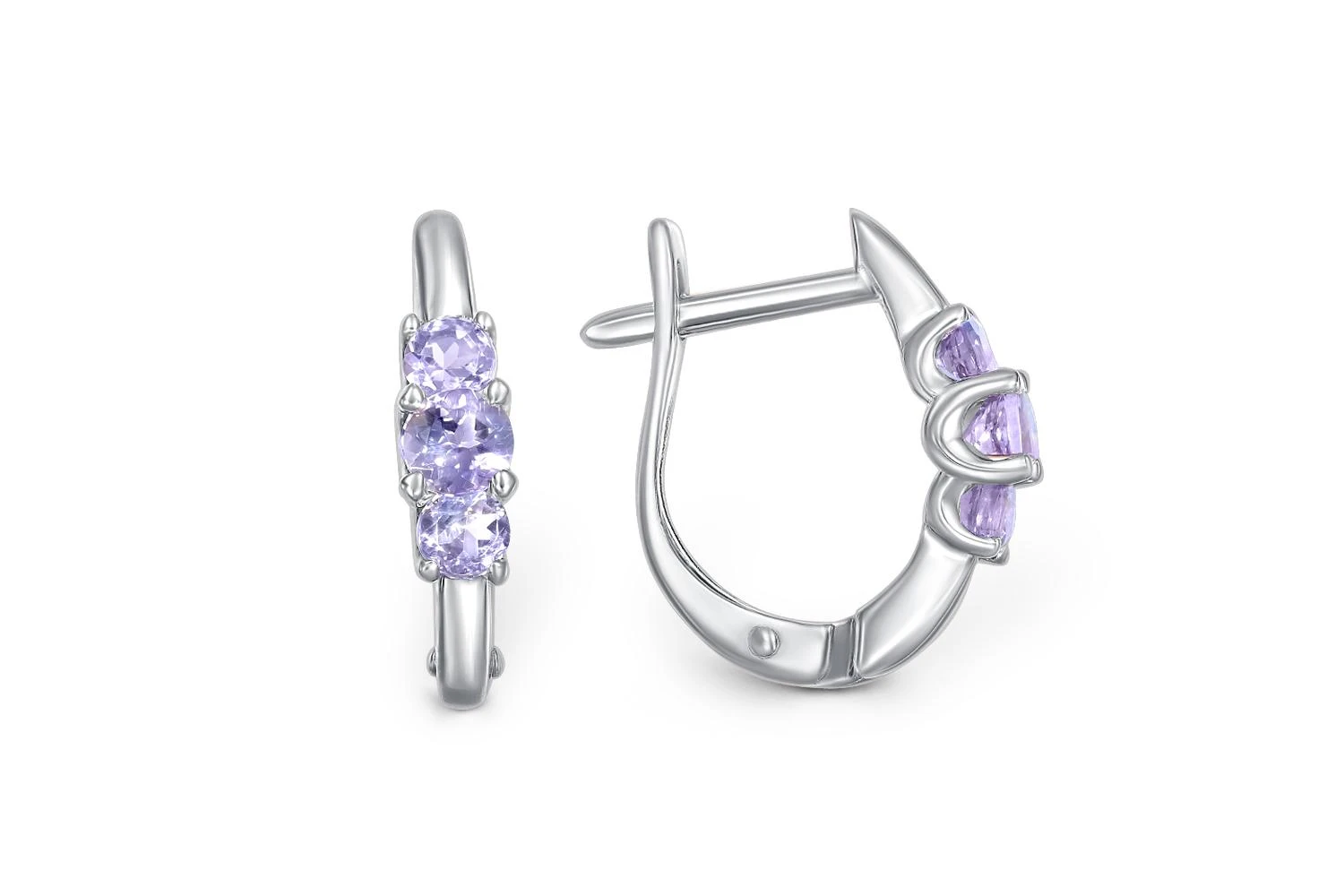 Серьги из белого золота с 6 танзанитами