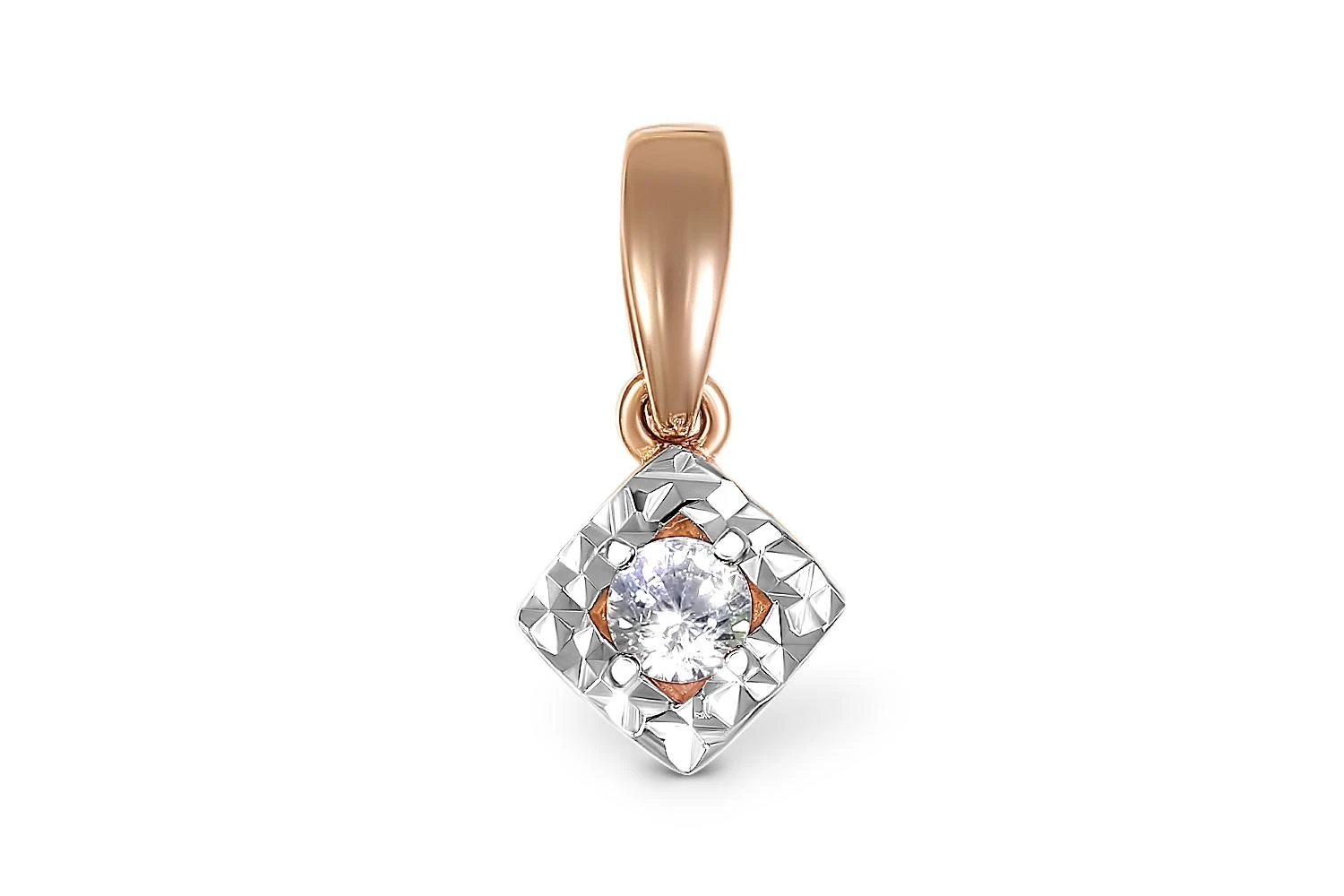 Подвеска Квадрат из красного золота с фианитом