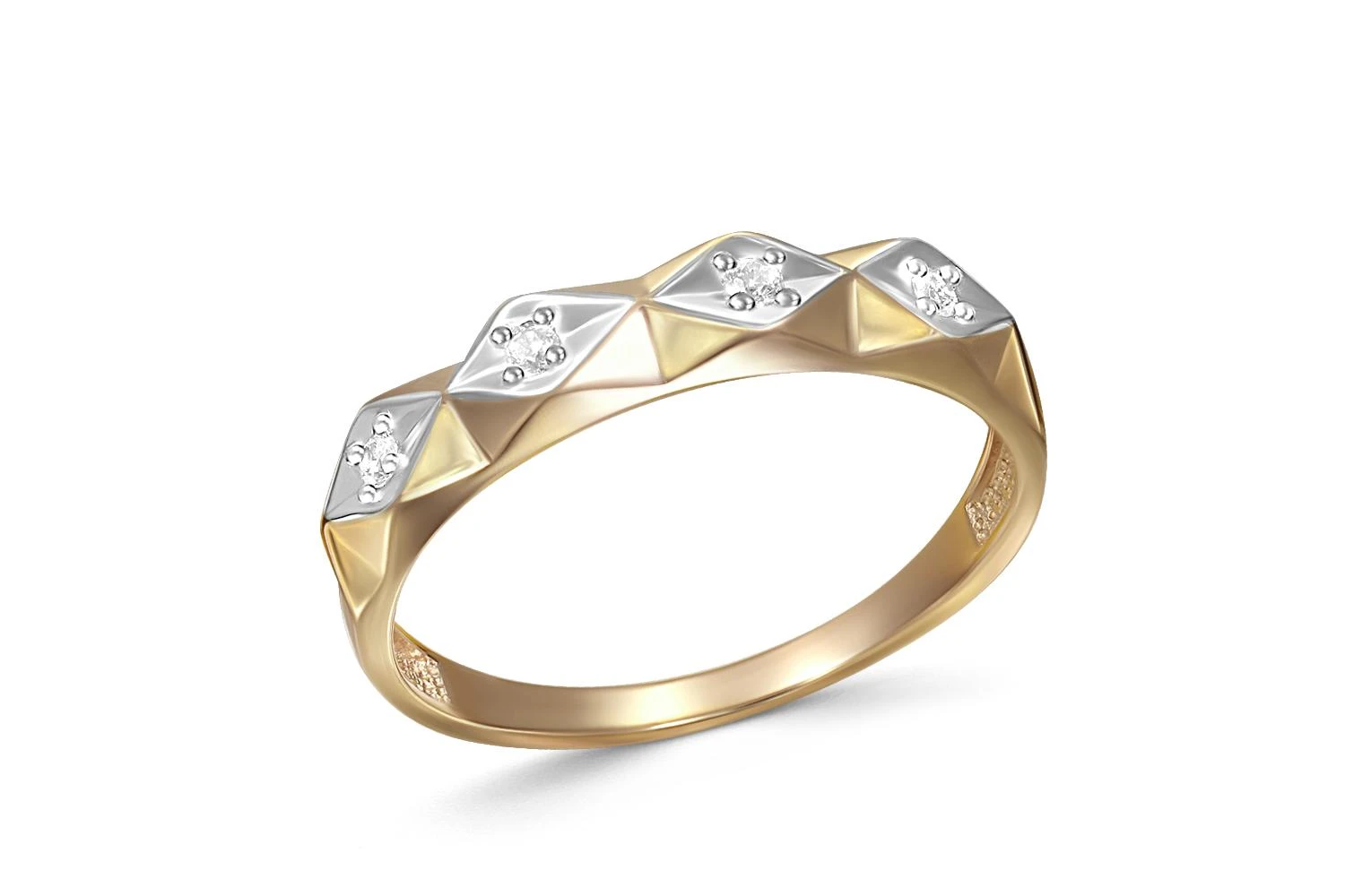 Кольцо из жёлтого золота с 4 фианитами