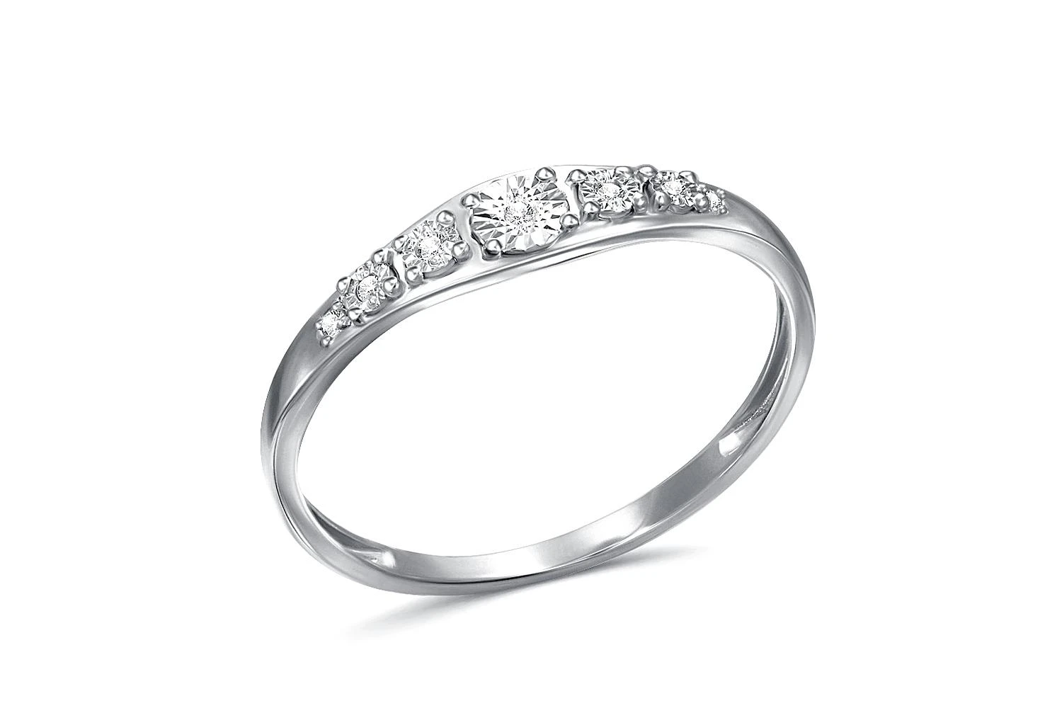 Кольцо Дорожка из белого золота с 7 бриллиантами