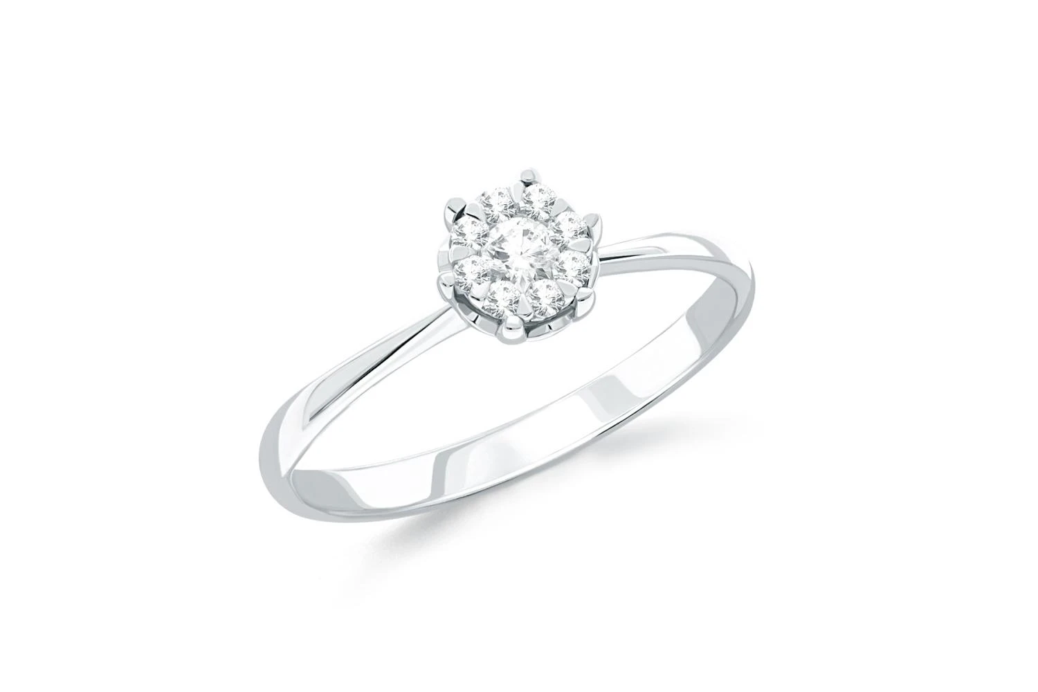 Кольцо Малинка из белого золота с 9 бриллиантами