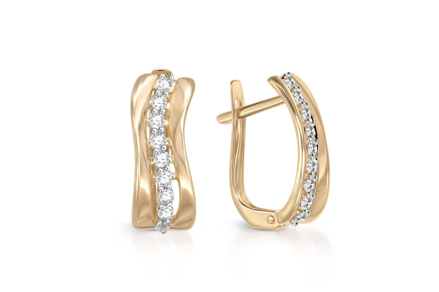 Серьги из жёлтого золота с 18 фианитами