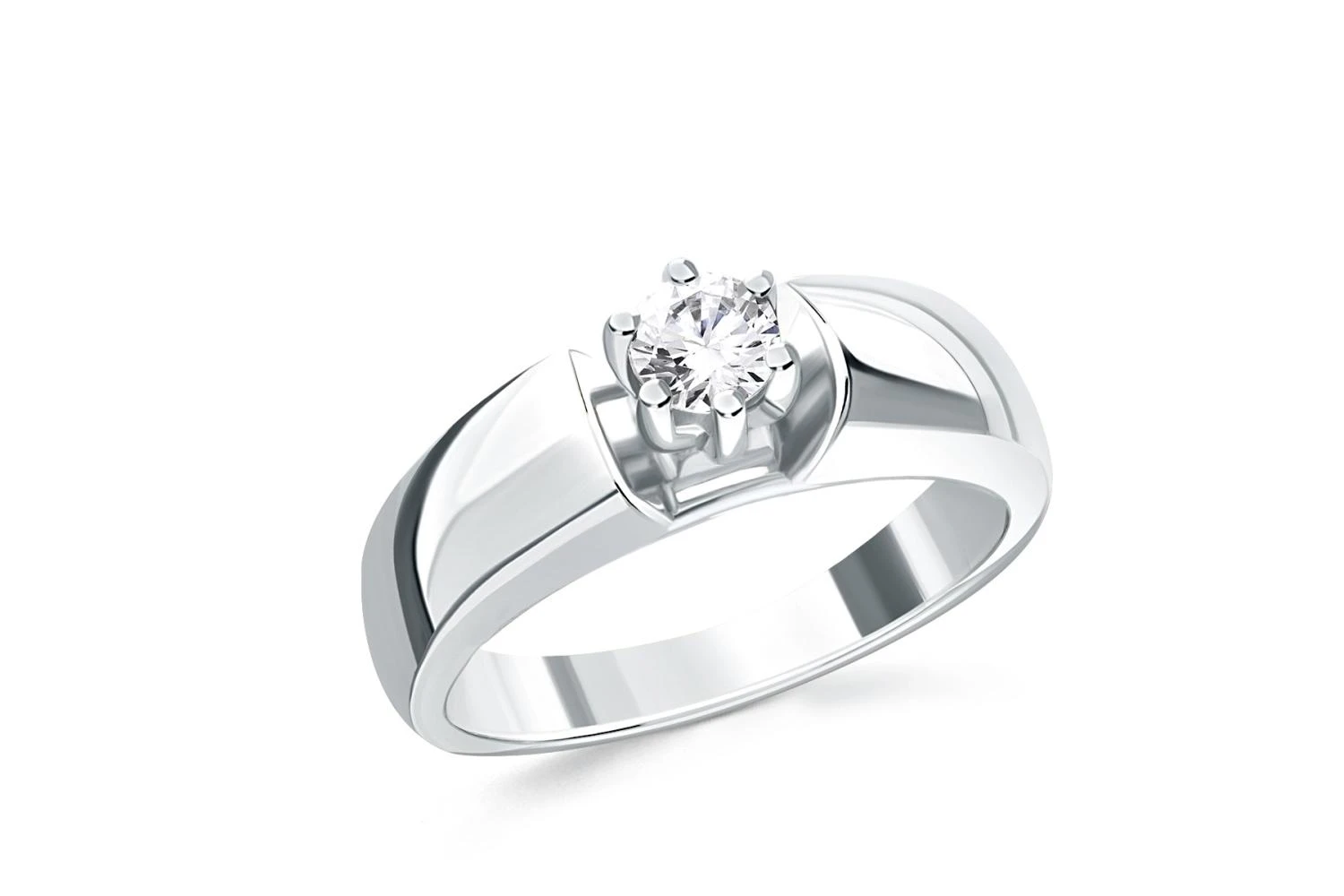 Кольцо из белого золота с выращенным бриллиантом